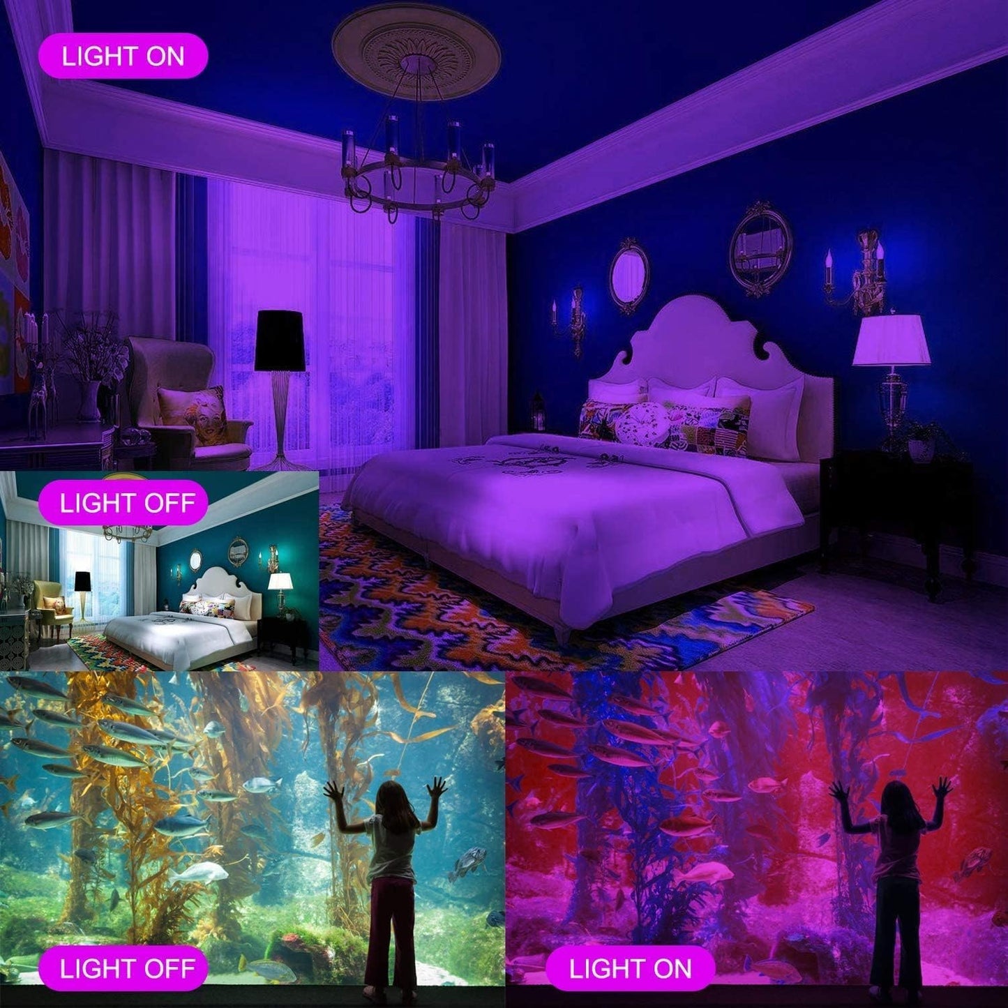 HWaySoul 2-Pack 300W LED Black Lights, Waterproof IP66 Floodlights for Parties, Halloween, Neon Glow, Body Paint & Fluorescent Posters