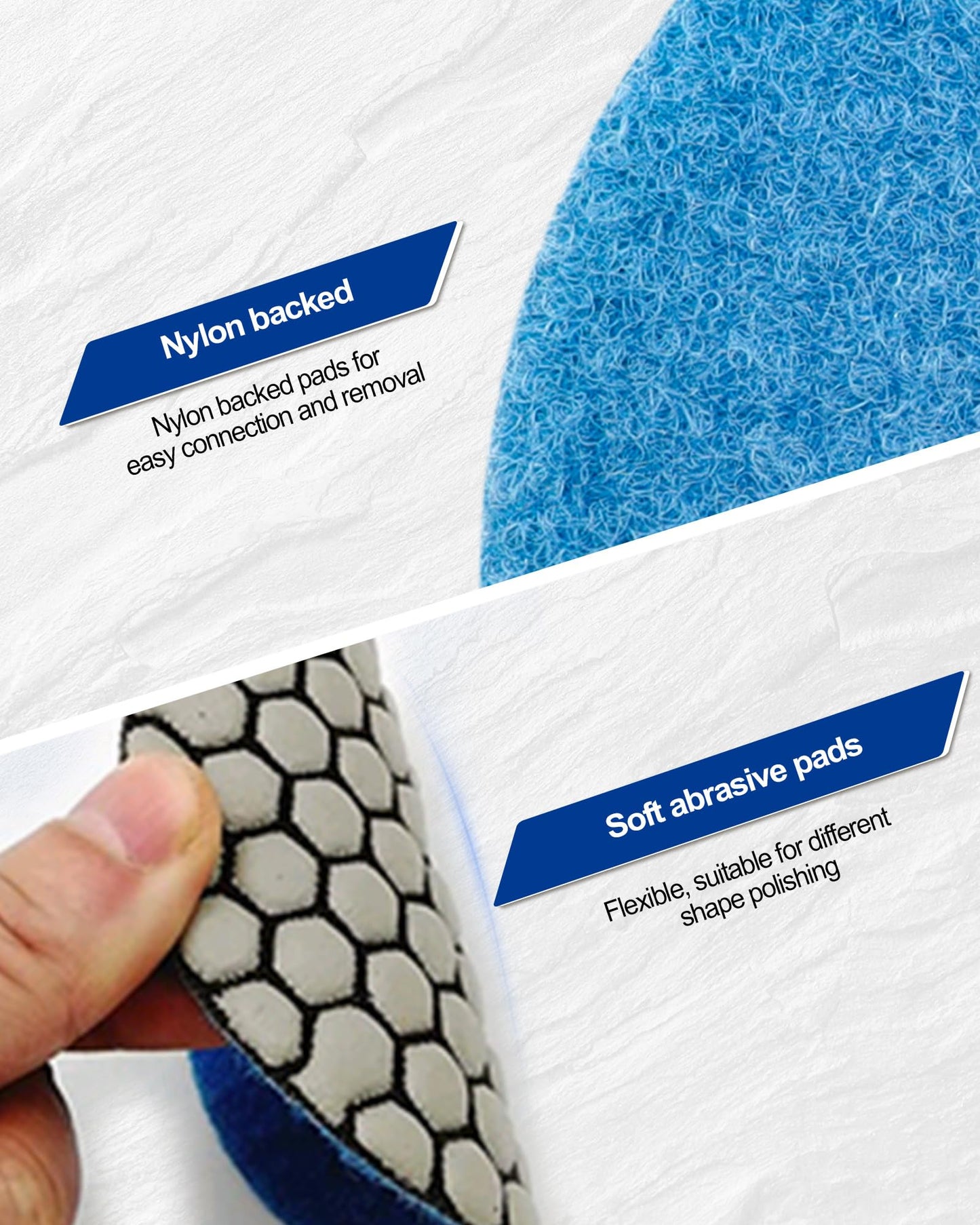 SHDIATOOL Dry Diamond Polishing Pads 4 Inch Set of 7 Pieces Plus a Rubber Backer for Granite Marble Stone Sanding Pads