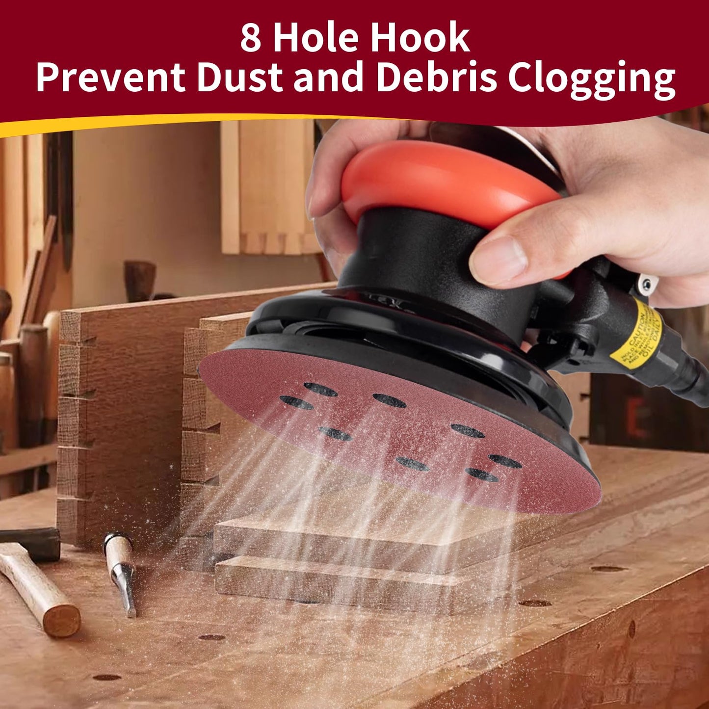 Tibaebe 155PCS 5" 8-Hole Sanding Discs Set, Hook & Loop Sandpaper for Random Orbital Sander, 40-600 Grit Variety