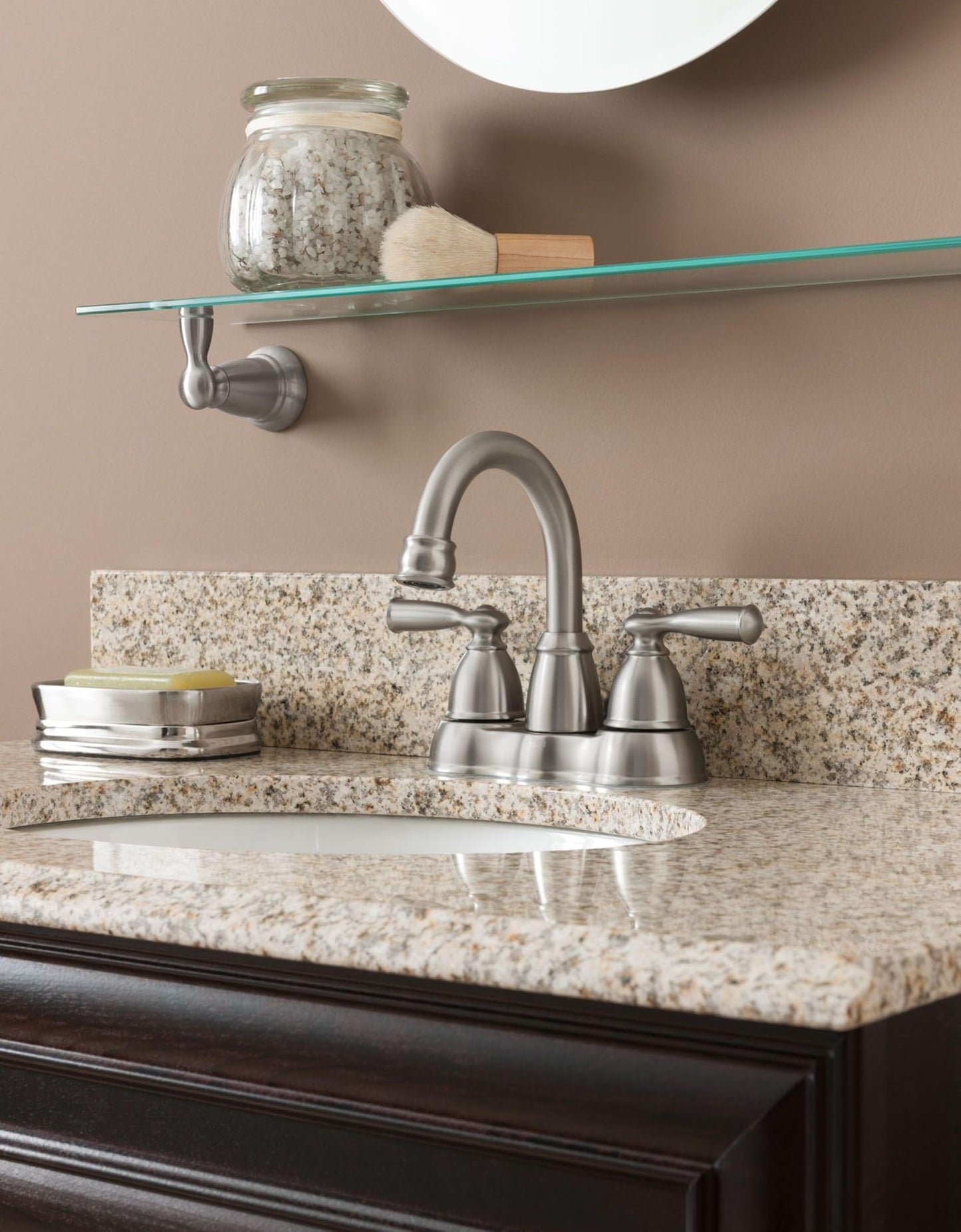 Moen Y2690BN Banbury 22.75 in. W Glass Shelf in Brushed Nickel