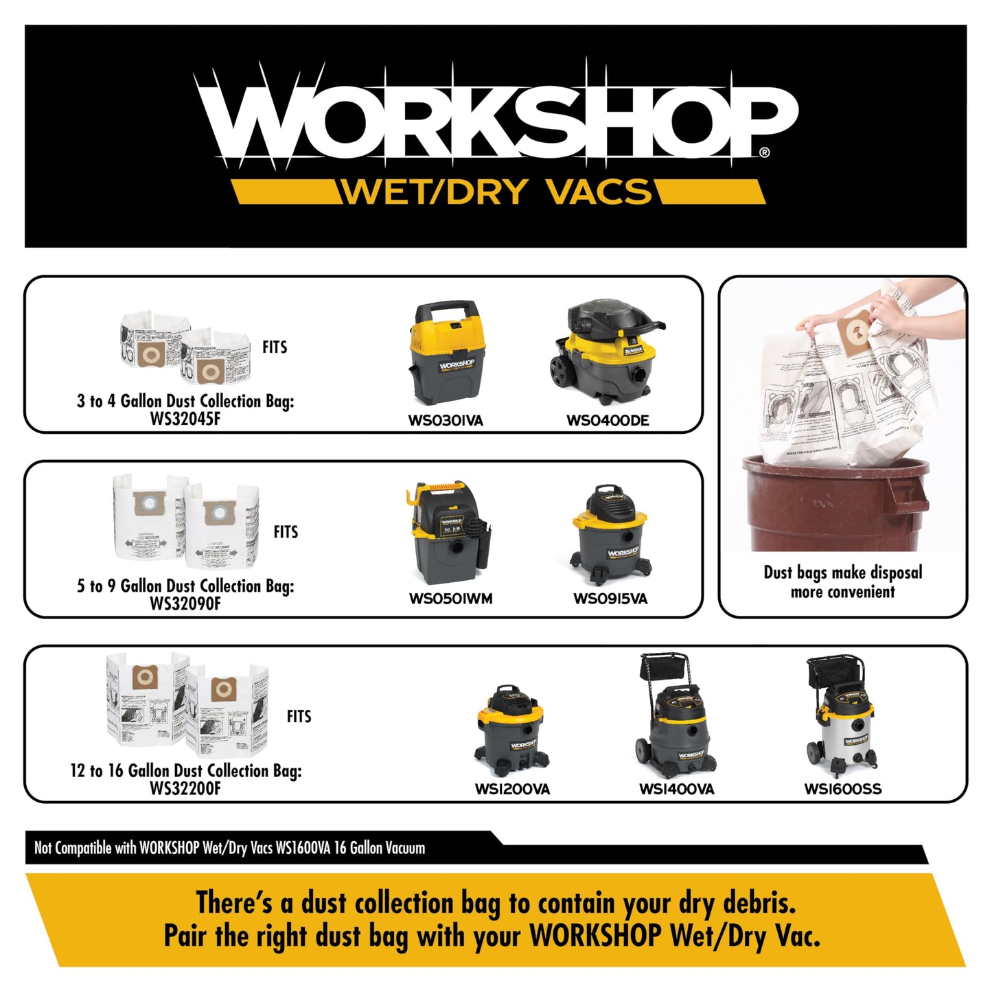 WORKSHOP Wet/Dry Vac Muffler Diffuser WS25025A, Vacuum Exhaust Attachment, Fits Most 2.5" Wet/Dry Vac Ports