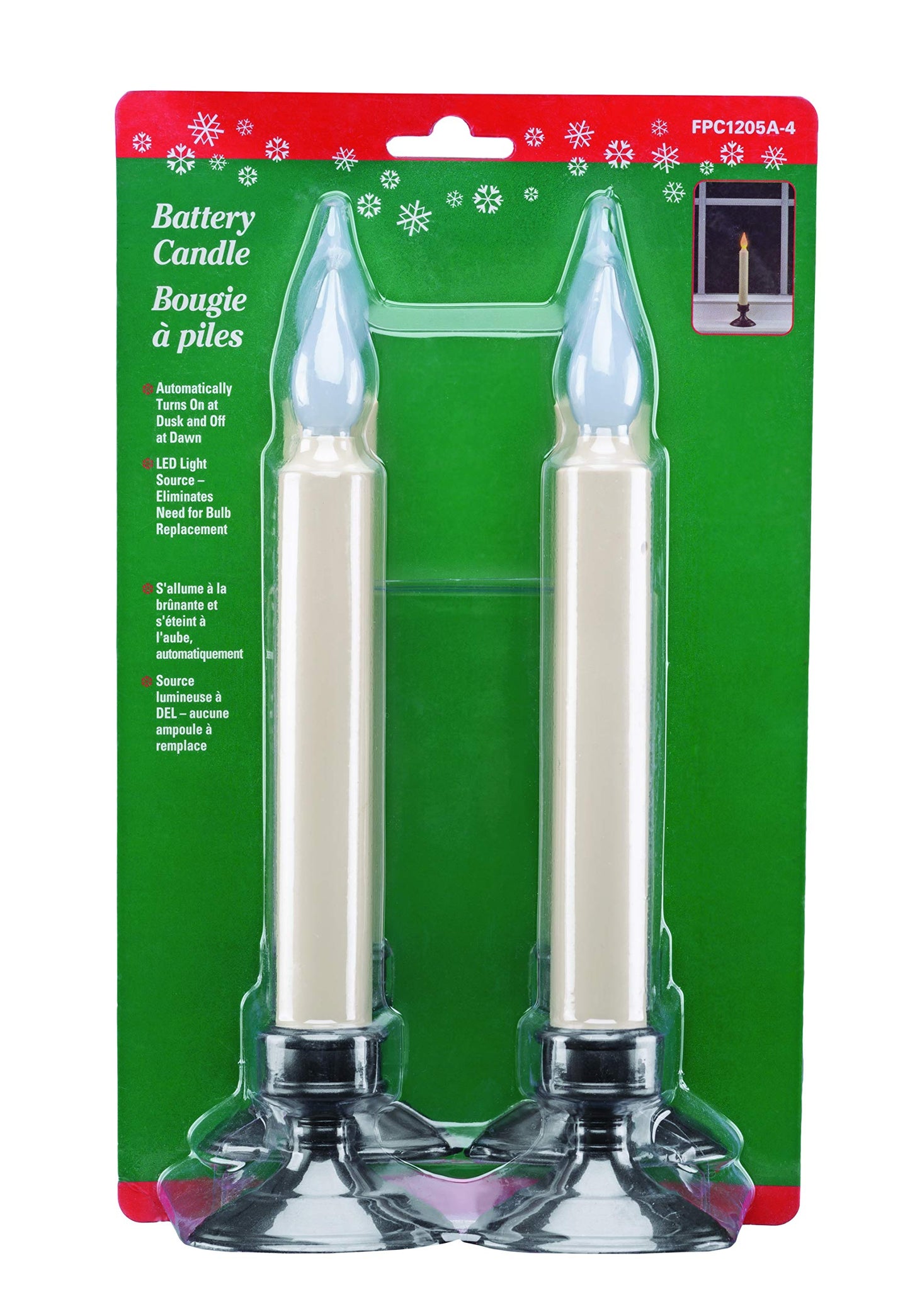 Xodus Innovations FPC1205A-4 Battery Operated LED Window Candle, Dusk to Dawn Light Sensor, Aged Bronze Plastic Base, Amber Flicker Flame, 8-7/8 Inch