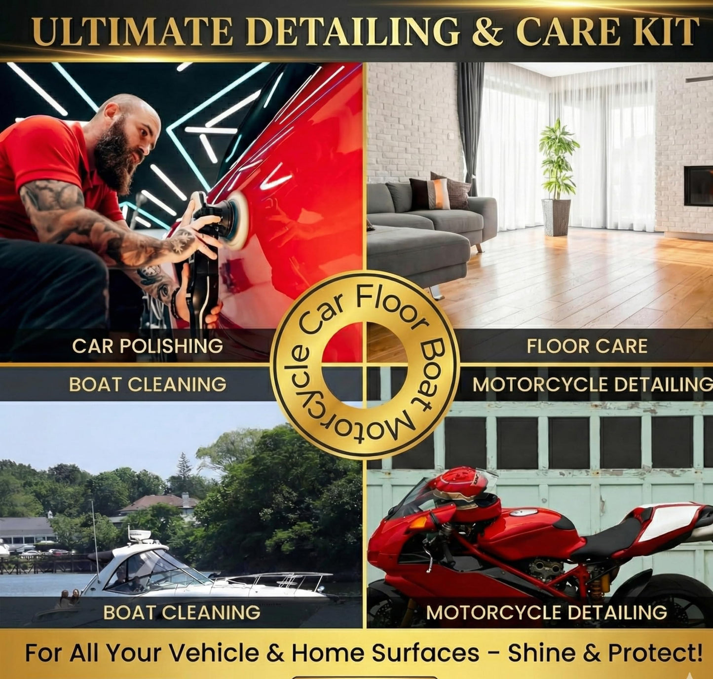 Woolous Wool Buffing Pad, 7 Inch 100% Natural Lambswool Polishing Pad Bonnet Hook and Loop for Car and Boat Polishing, Cutting and Detailing