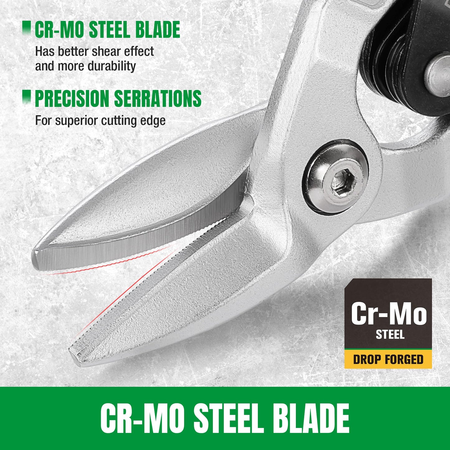 SK Aviation Tin Snips Set, Left, Right and Straight Cut, Cr-Mo Steel Blade, Anti-slip Handle and Safety Latch, for Cutting Sheet Metal