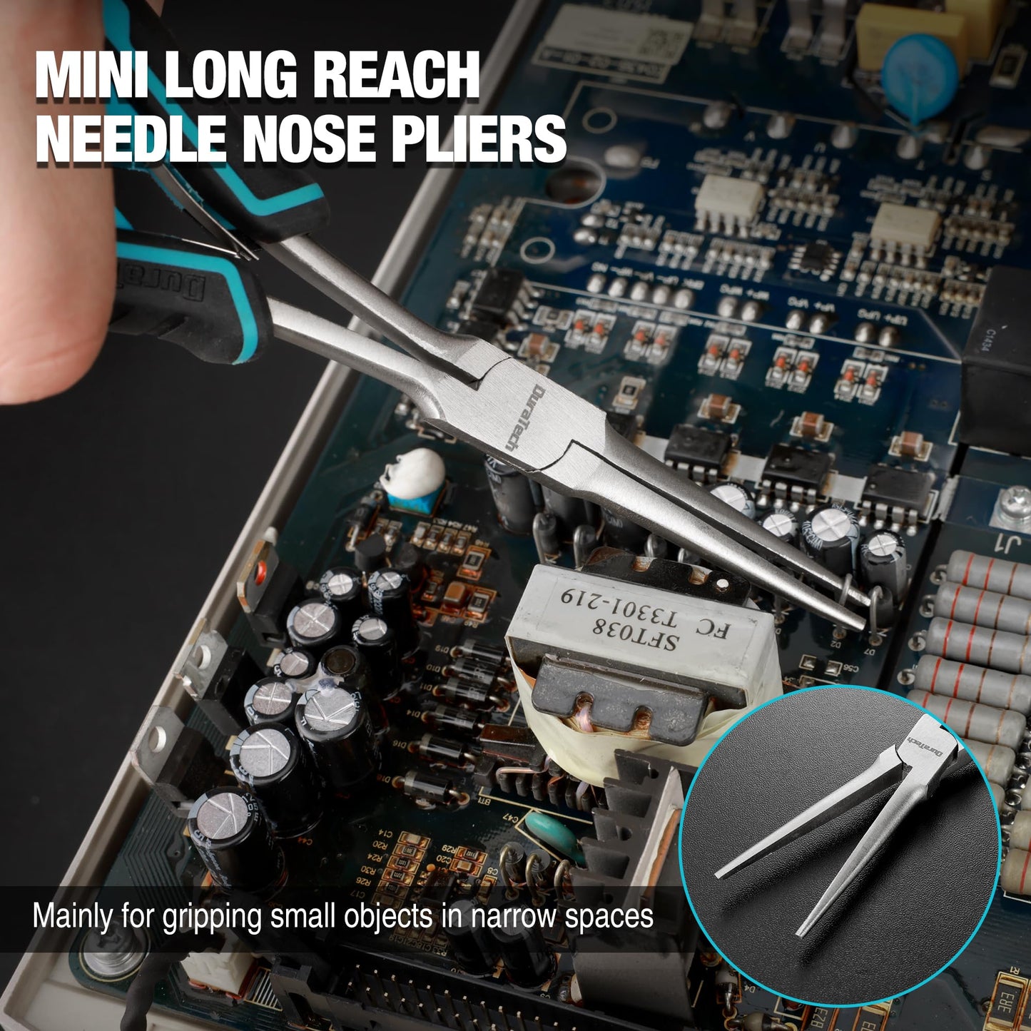 DURATECH 2PCS 7" Needle Nose Pliers Set – Long & Bent Nose, Ideal for Jewelry Making, Wire Wrapping, Bending & Narrow Spaces