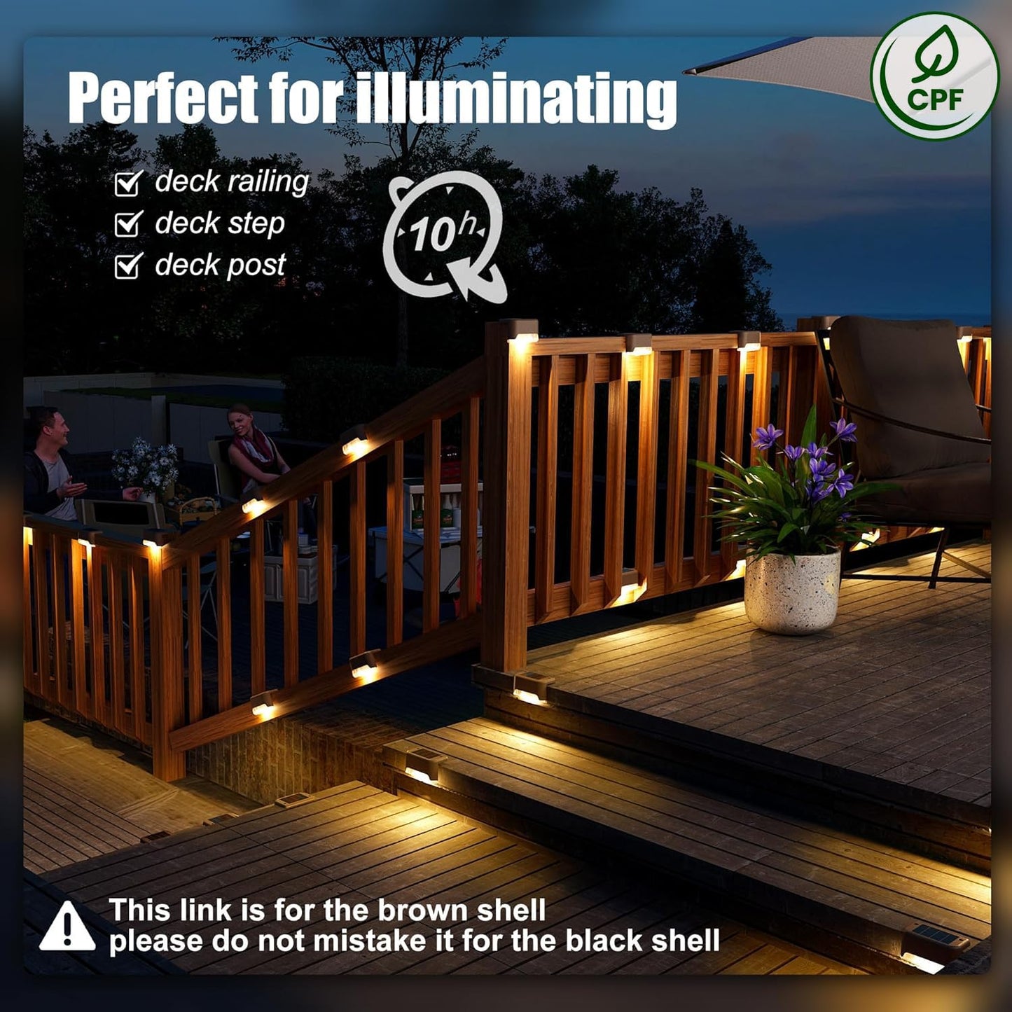 SOLPEX Solar Deck Lights 16 Pack - Waterproof LED Step & Pathway Lights for Outdoor Stairs, Fence, Yard, Patio, Warm White