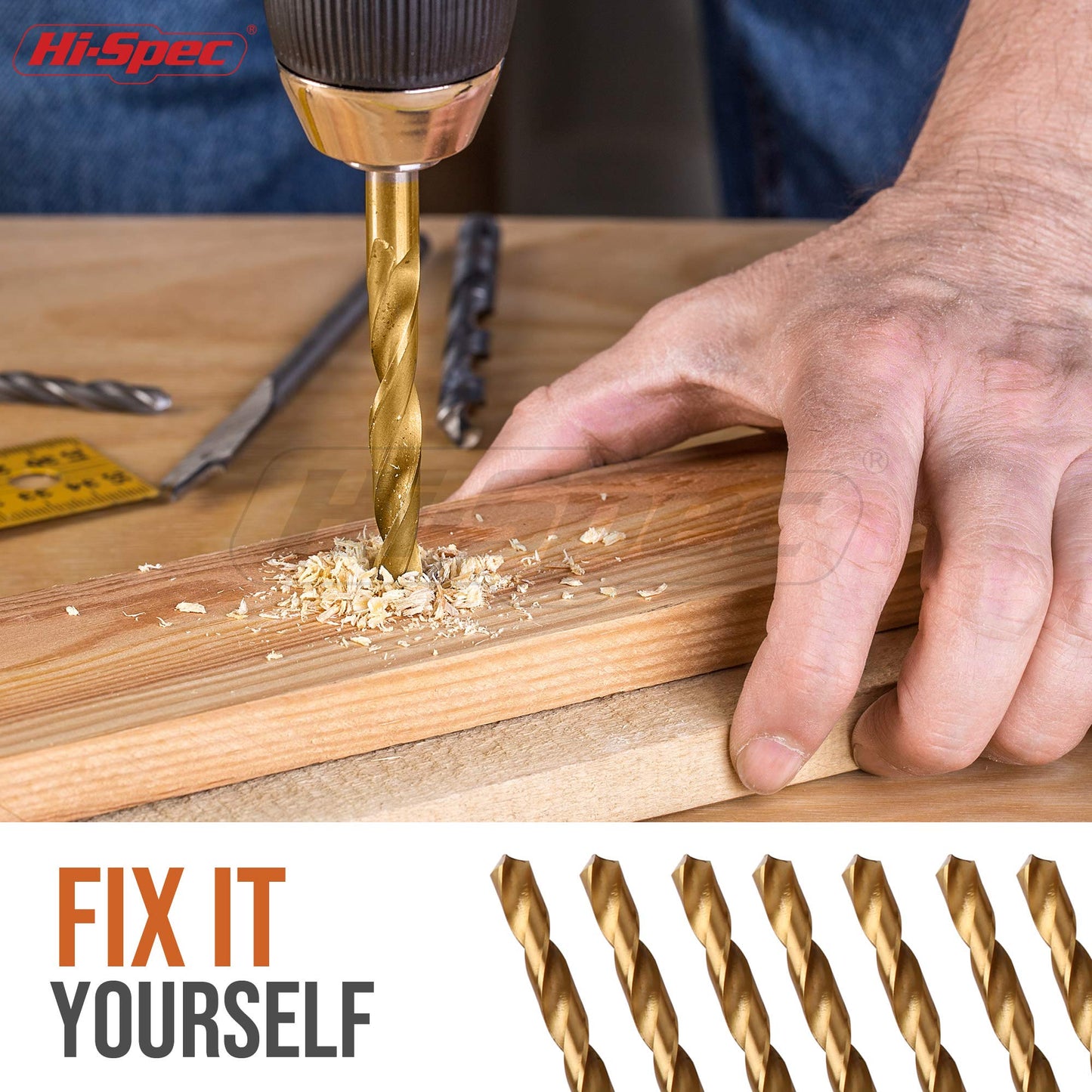 Hi-Spec Tools 99pc HSS Drill Bit Set SAE 1/16–3/8" for Metal, Wood, Plastic & Drywall with Storage Case