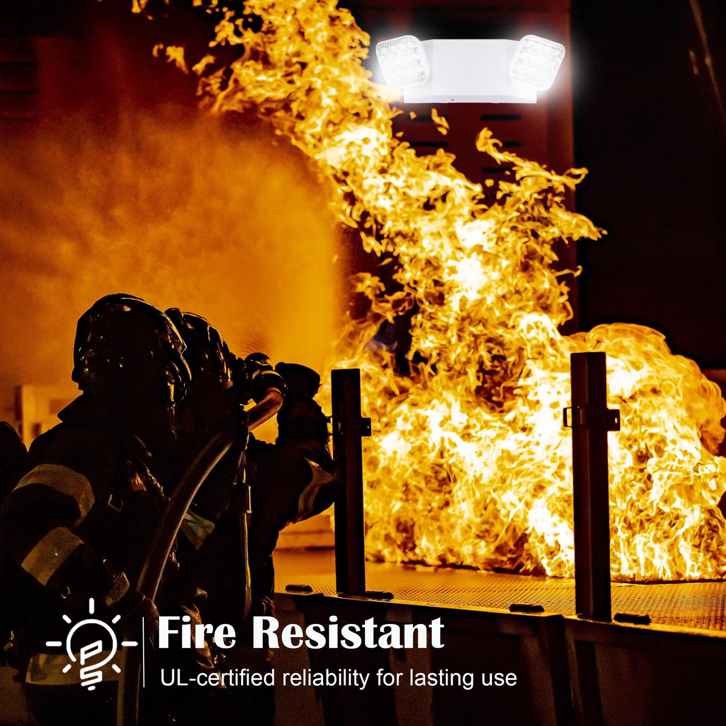 GRUENLICH LED Dual-Head Commercial Emergency Light, Backup Battery, Hardwired 120-277V, Office & Business Power Outage, 2-Pack