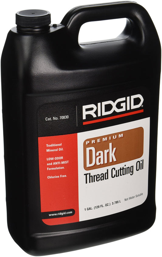 RIDGID 70830 Dark Thread Cutting Oil, 1 Gal, Low-Odor, Halogen & Chlorine-Free, Anti-Mist, Cools Threads & Pipes, Extends Tool Life