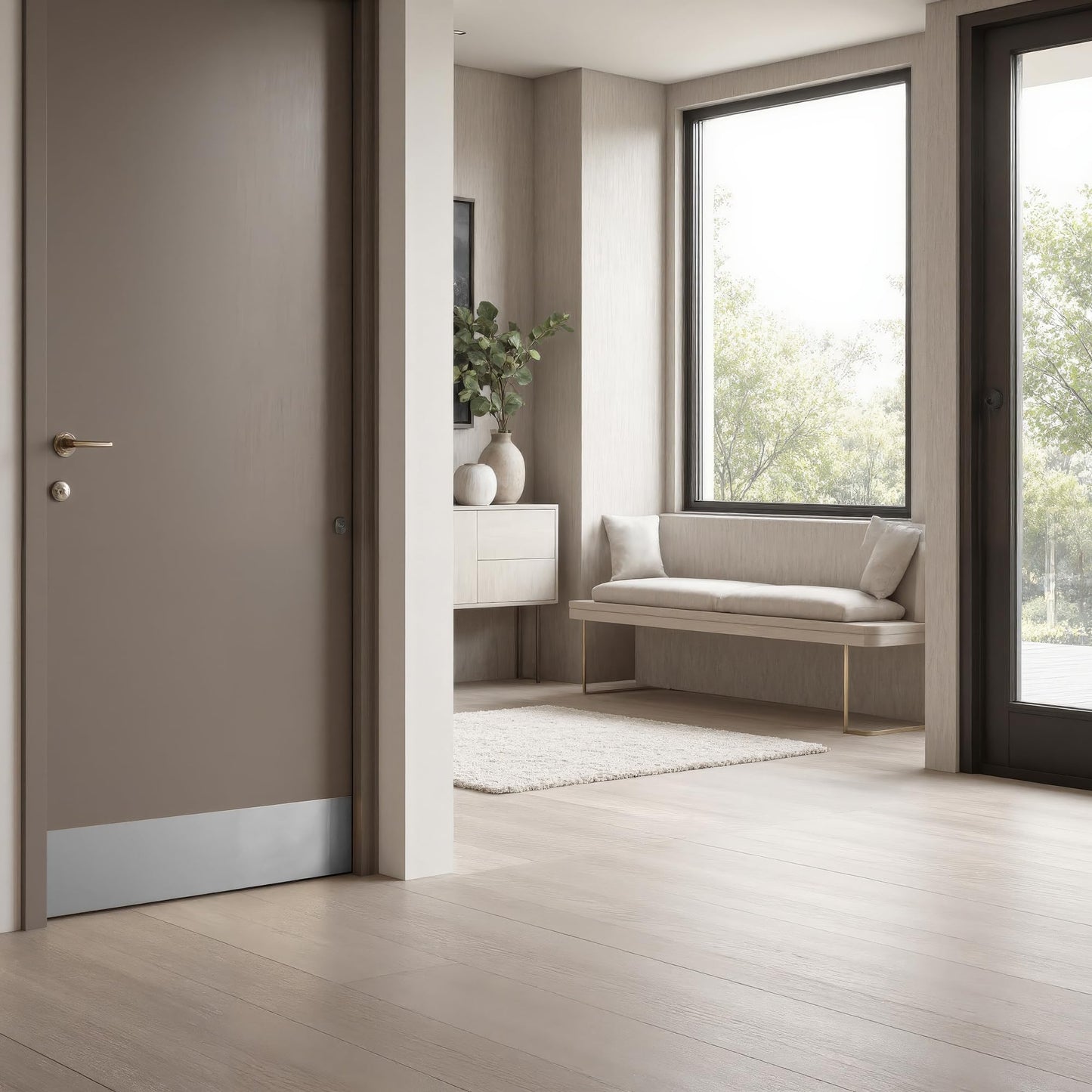 Prime-Line J 4620 10 x 34 In., Aluminum, Door Kick, Satin Finish (Single Pack)