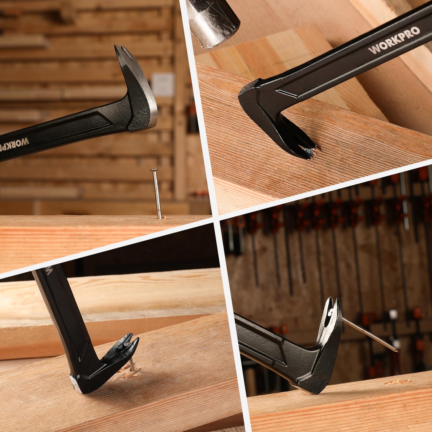 WORKPRO 13" Nail Puller & Cats Paw Pry Bar, Nail Remover Crowbar for Carpentry, Woodworking, Home Remodeling Projects