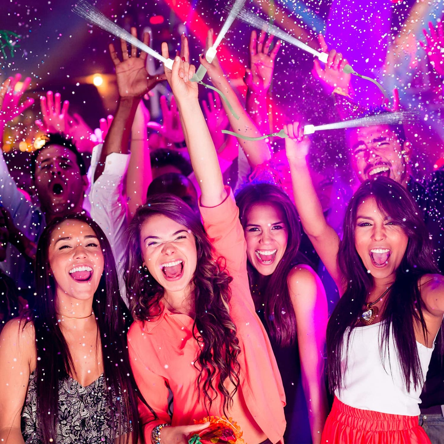 SZHFU 15-Pack LED Glow Sticks for Kids & Parties, White Fiber Optic Wands with 3 Light Modes, Perfect for Weddings, Showers & Christmas