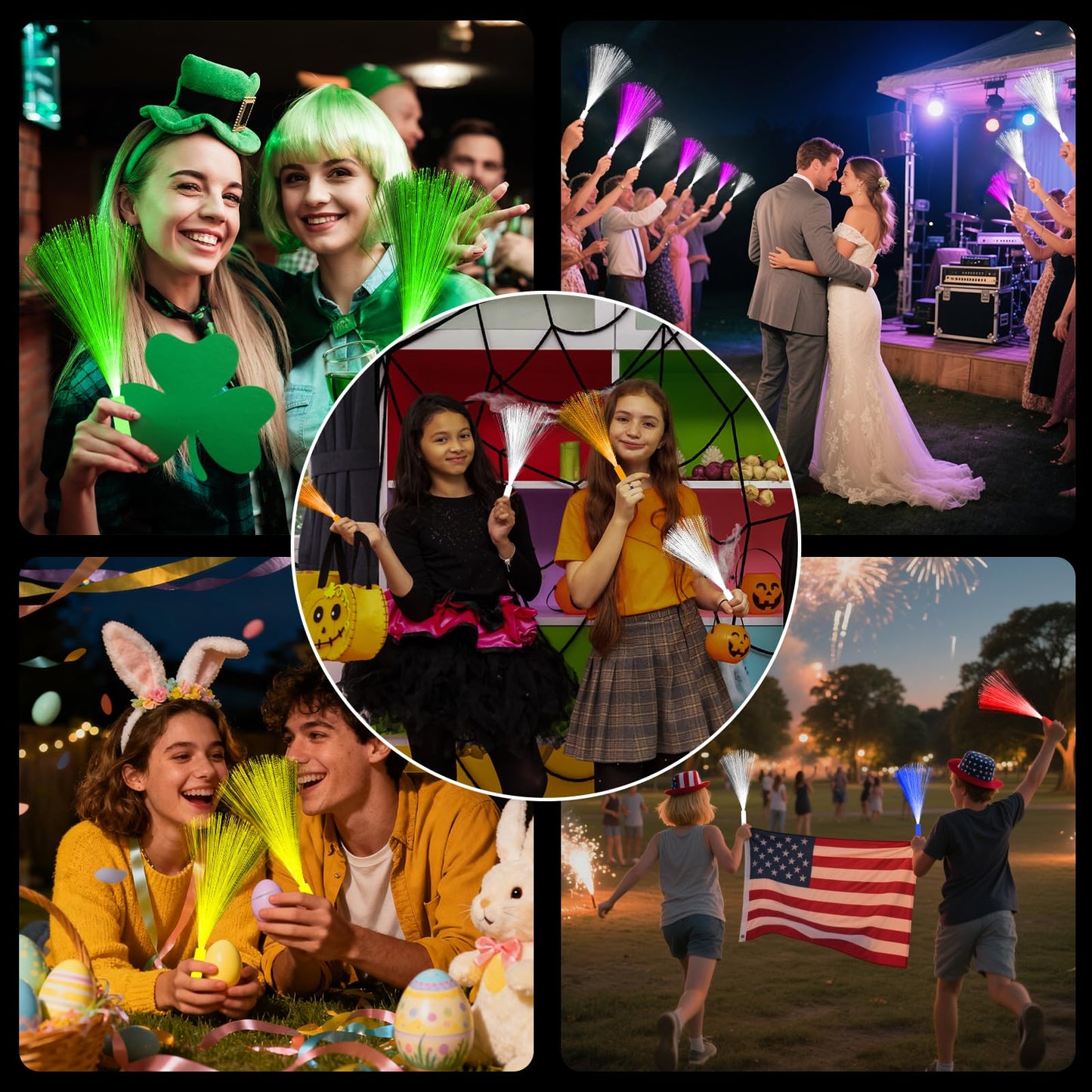 18PCS White LED Fiber Optic Glow Wands, Flashing Light-Up Wands with 3 Modes for Wedding, Halloween, Christmas & Party Favors