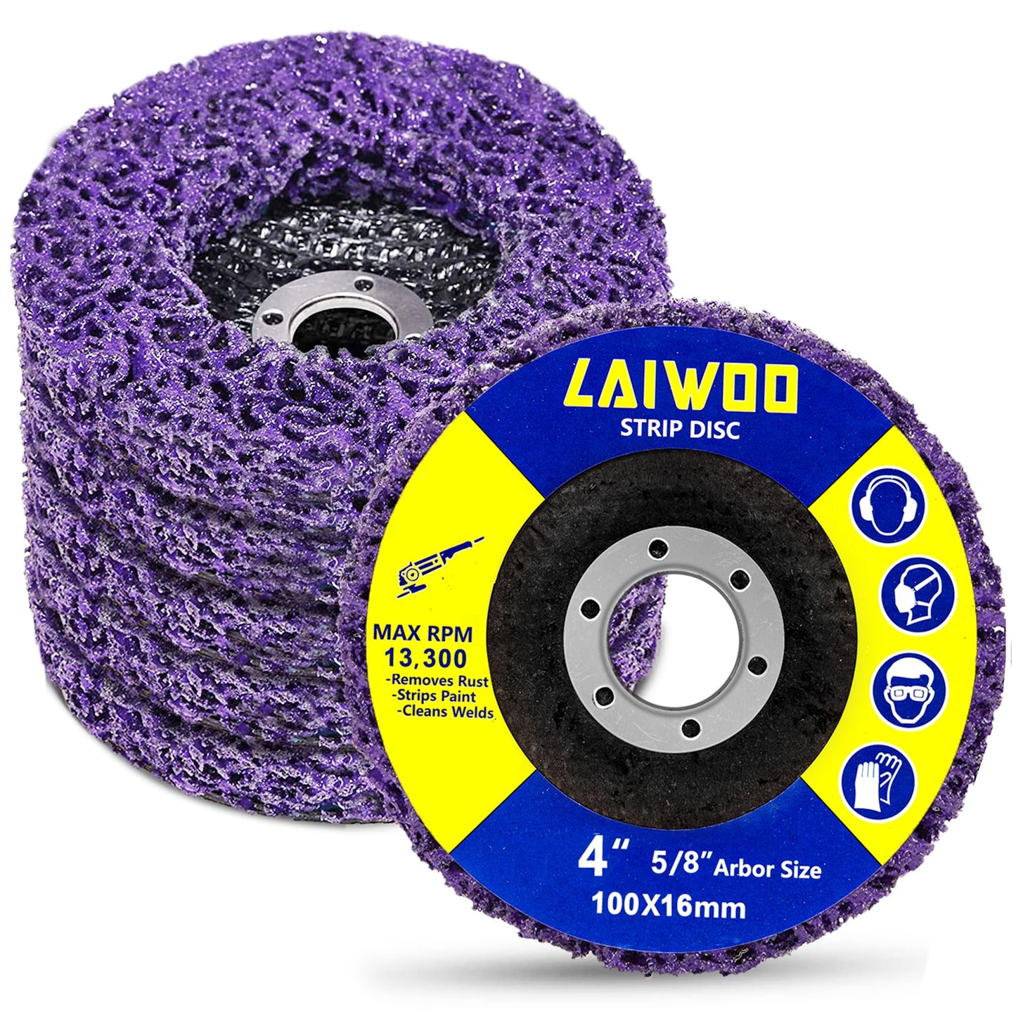 LAIWOO 5-Pack Strip Discs for Angle Grinder, 4" Paint & Rust Stripper Wheels, Abrasive Discs for Removing Paint, Rust, Welds & Oxidation (5/8" Arbor)