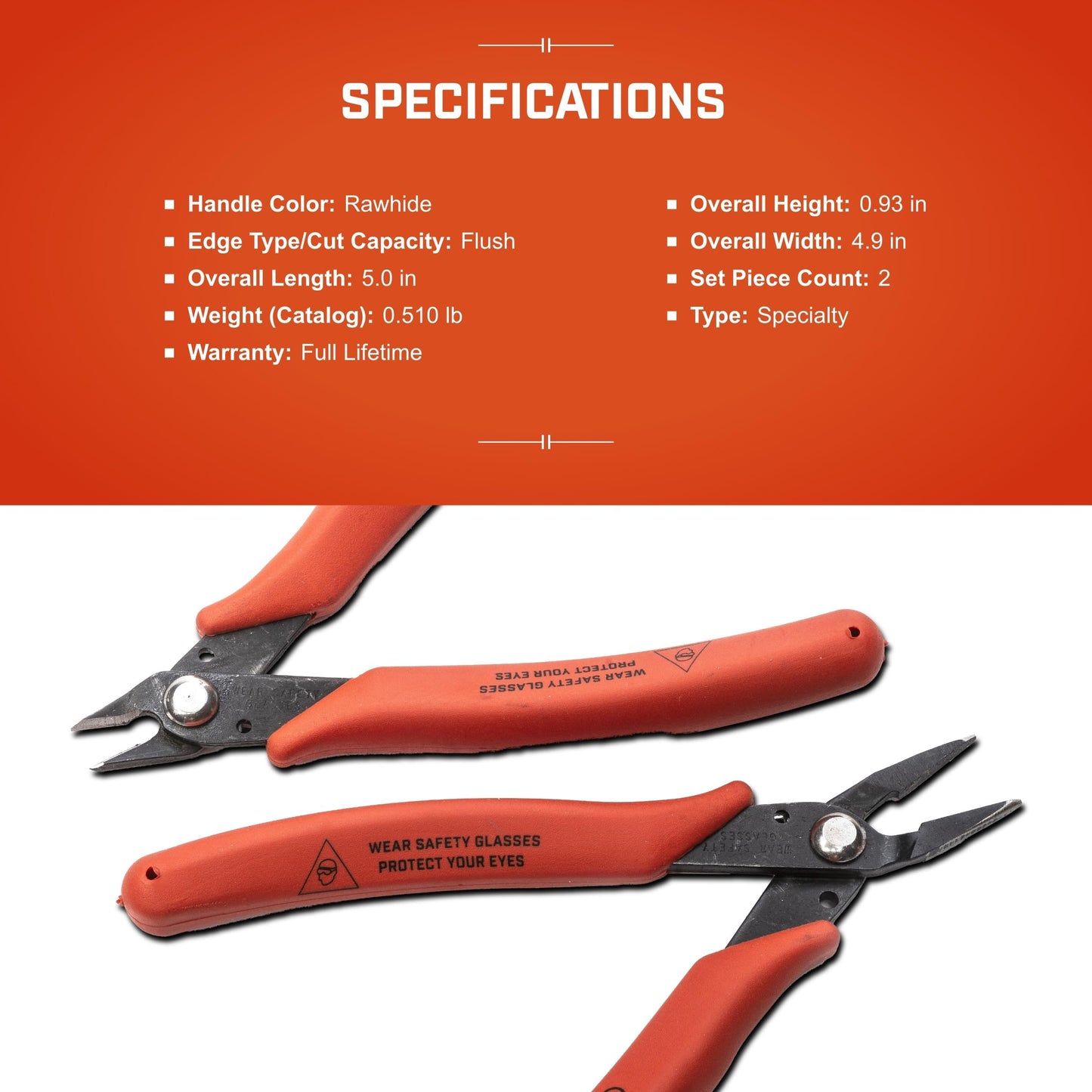 Crescent Shear Cutter Mini Pliers Set - Electrician Tool for up to 20-Gauge AWG Soft Wires (0.8 mm) - Premium Hand Tool - 2-Piece Set - S2KS5NN