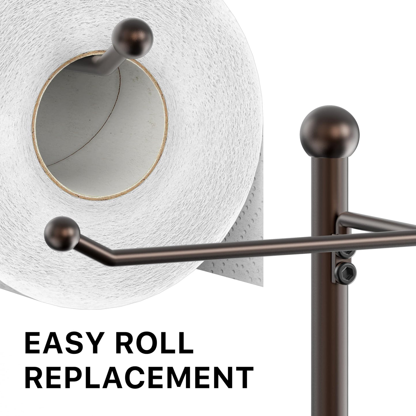 Simple Houseware English Style Bathroom Toilet Tissue Roll Holder Stand with Shelf, Bronze