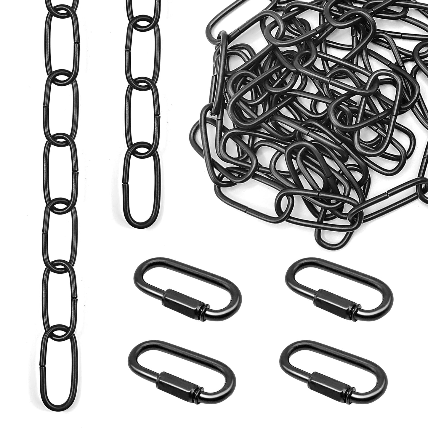 ECUDIS 6ft Black Pendant Light Hanging Chain, Extension with Connection Locks for Chandelier, Plants, Fruit Basket Lighting Replacement