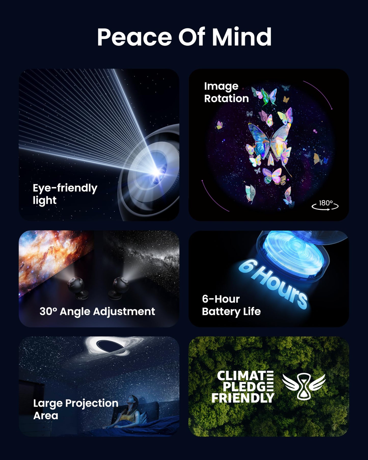 POCOCO Galaxy Star Projector for Bedroom – Home Planetarium Night Light with Replaceable Discs, HD Soft Light for Relax, Study & Stress Relief Gifts