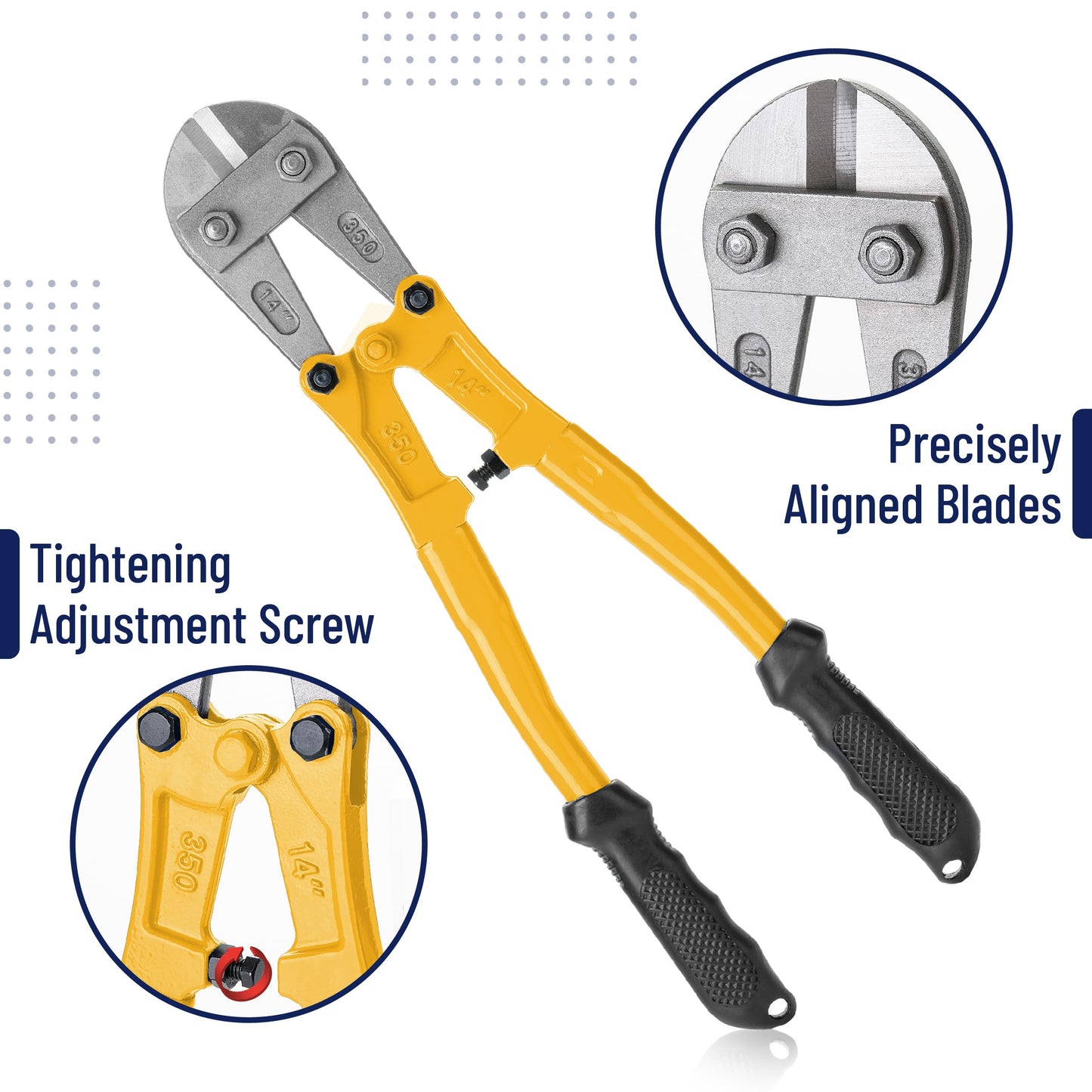Bates 14" Heavy Duty Bolt Cutter, Yellow Chain Lock & Wire Cutter, Screw Cutter for Locks, Chains & Fence
