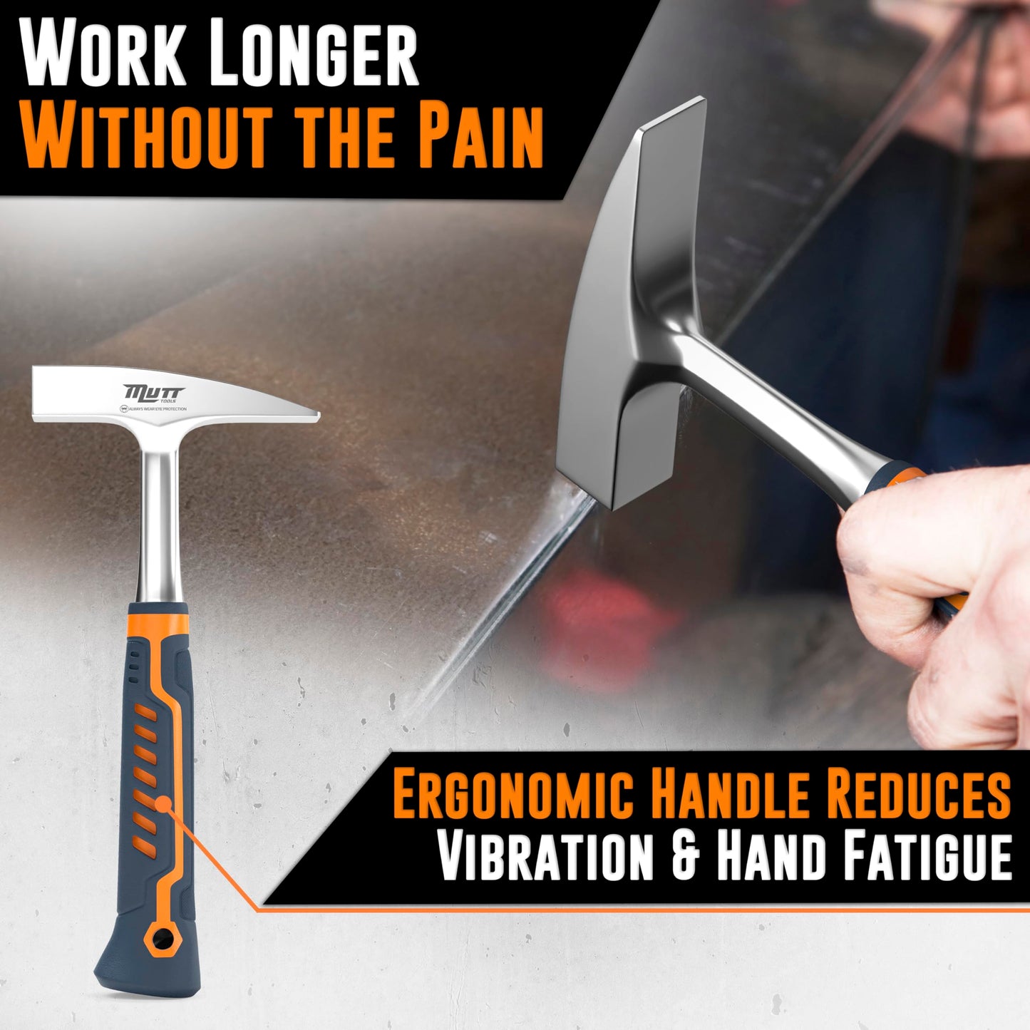 Mutt Tools 18oz Sheet Metal Hammer – Forged Tinners Hammer for Metal Shaping, HVAC, Duct Work with Ergonomic Handle