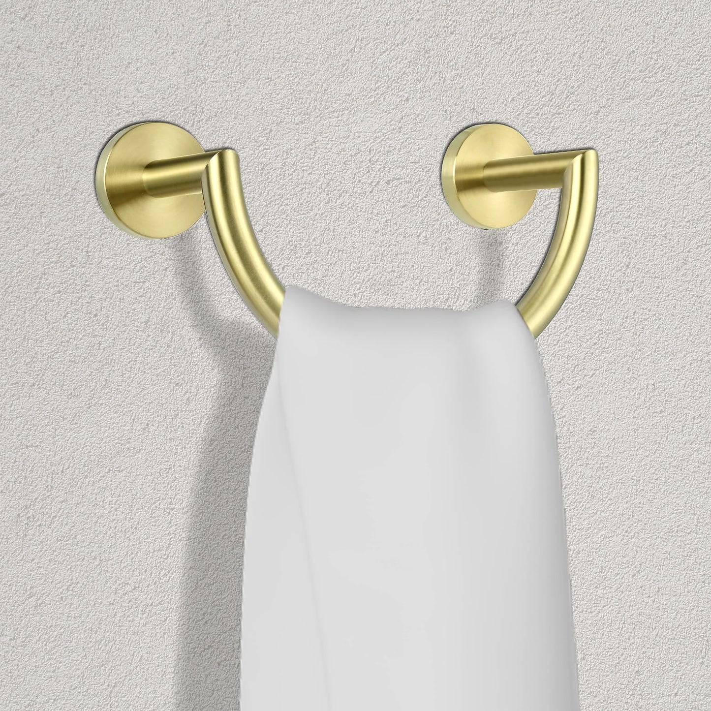 HouseAid Stainless Steel Towel Ring for Bathroom, Hand Towel Holder, Modern Semi-Circular Hand Towel Rack, Wall Mounted, Brushed Gold