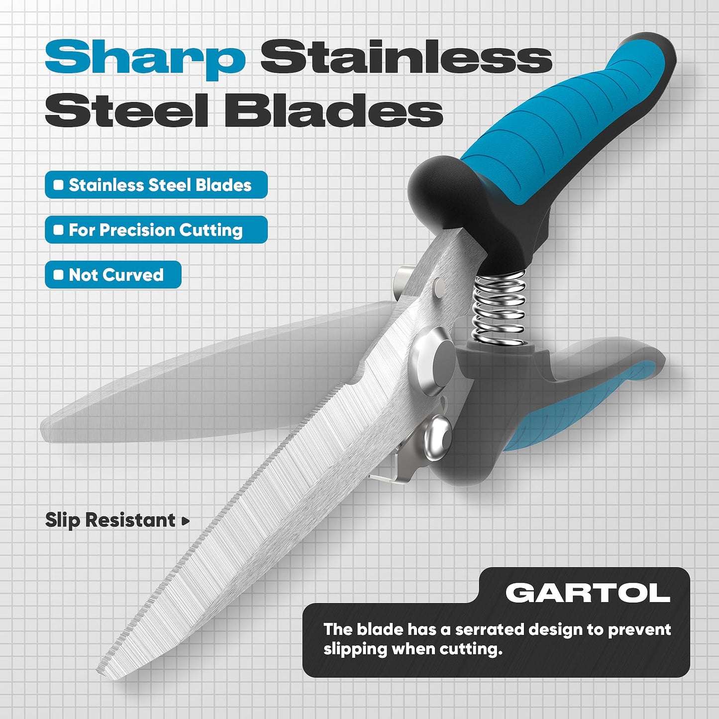 GARTOL 8" Heavy Duty All-Purpose Scissors – Razor-Sharp Tin Snips for Metal, Wire, Insulation, Rope, Cardboard | Ergonomic DIY Tool