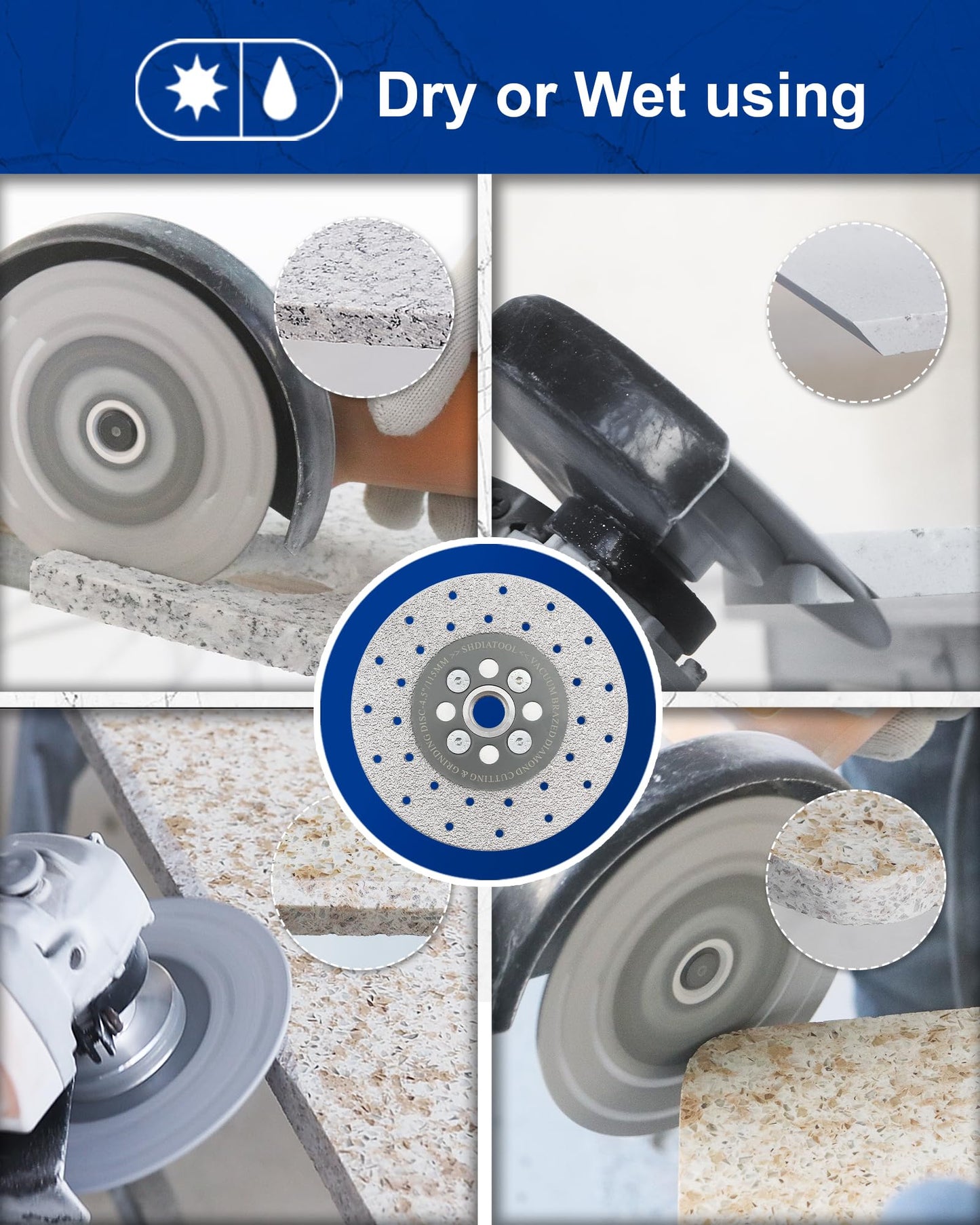 SHDIATOOL 4-1/2" Diamond Grinding Disc, 5/8-11 Arbor, Double-Sided Vacuum Brazed, Fast Cutting & Shaping for Marble & Ceramic, Grit 40/50