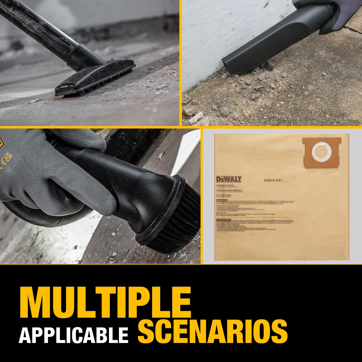 3-Pack DEWALT DXVA19-4101 Dust Bags for 6-10 Gallon Wet/Dry Vacuums, Compatible with DXV06P DXV09P DXV10P Series