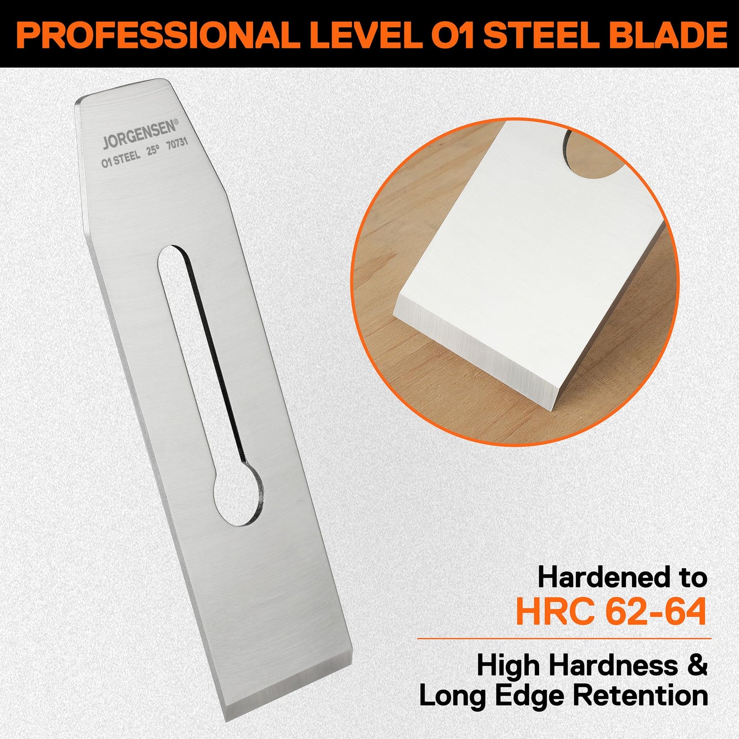 JORGENSEN No.4 & No.5 Wood Plane Blades – O1 Steel, High Hardness, Long Edge Retention, 3mm Replacement for Smooth & Jack Planes