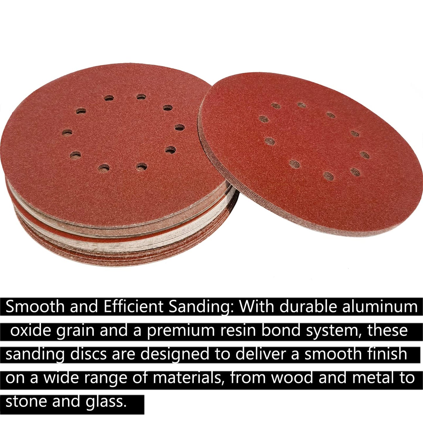 SACKORANGE 50-Pack 9-Inch 120 Grit Drywall Sanding Discs, 10-Hole Hook & Loop Aluminum Oxide Sandpaper for Drywall, Wood & Furniture Finishing