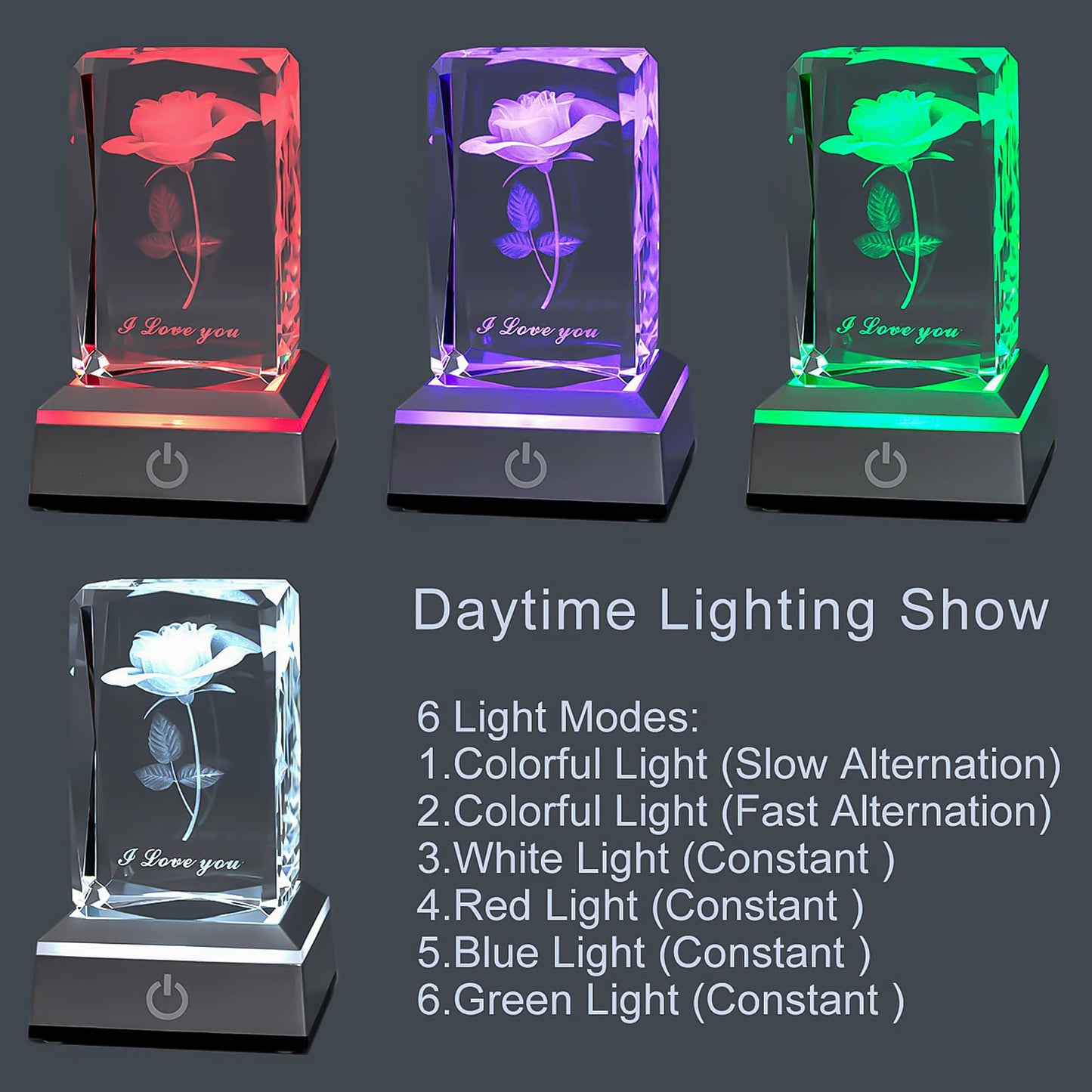 HoChance 3D Rose Crystal Night Lamp with Multicolor LED, Adjustable Light – Romantic Gift for Girlfriend, Wife, Birthday, Christmas