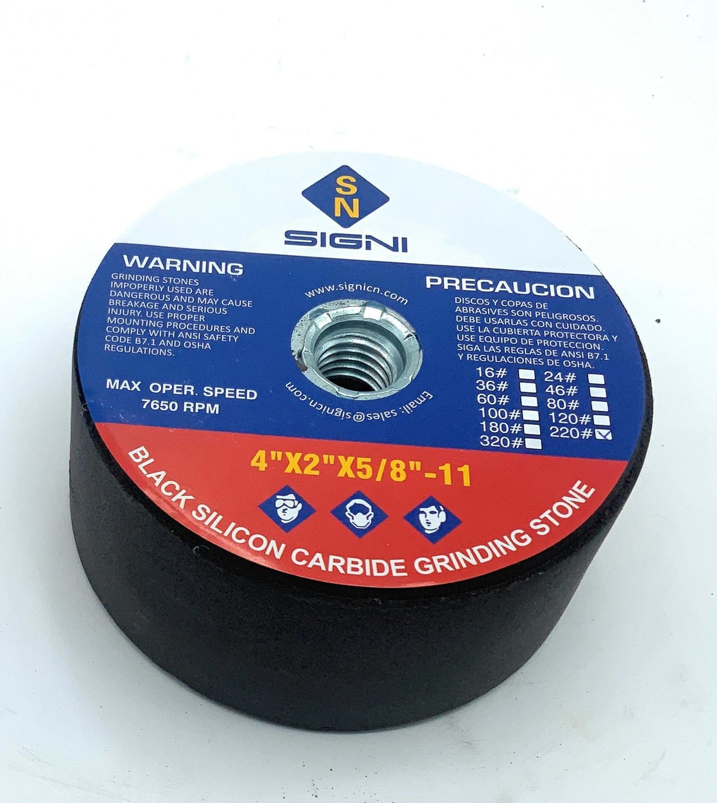 SIGNI 4 inch Silicon Carbide Grinding Stone with 5/8 Arbor for Grinding Masonry (220 Grit)