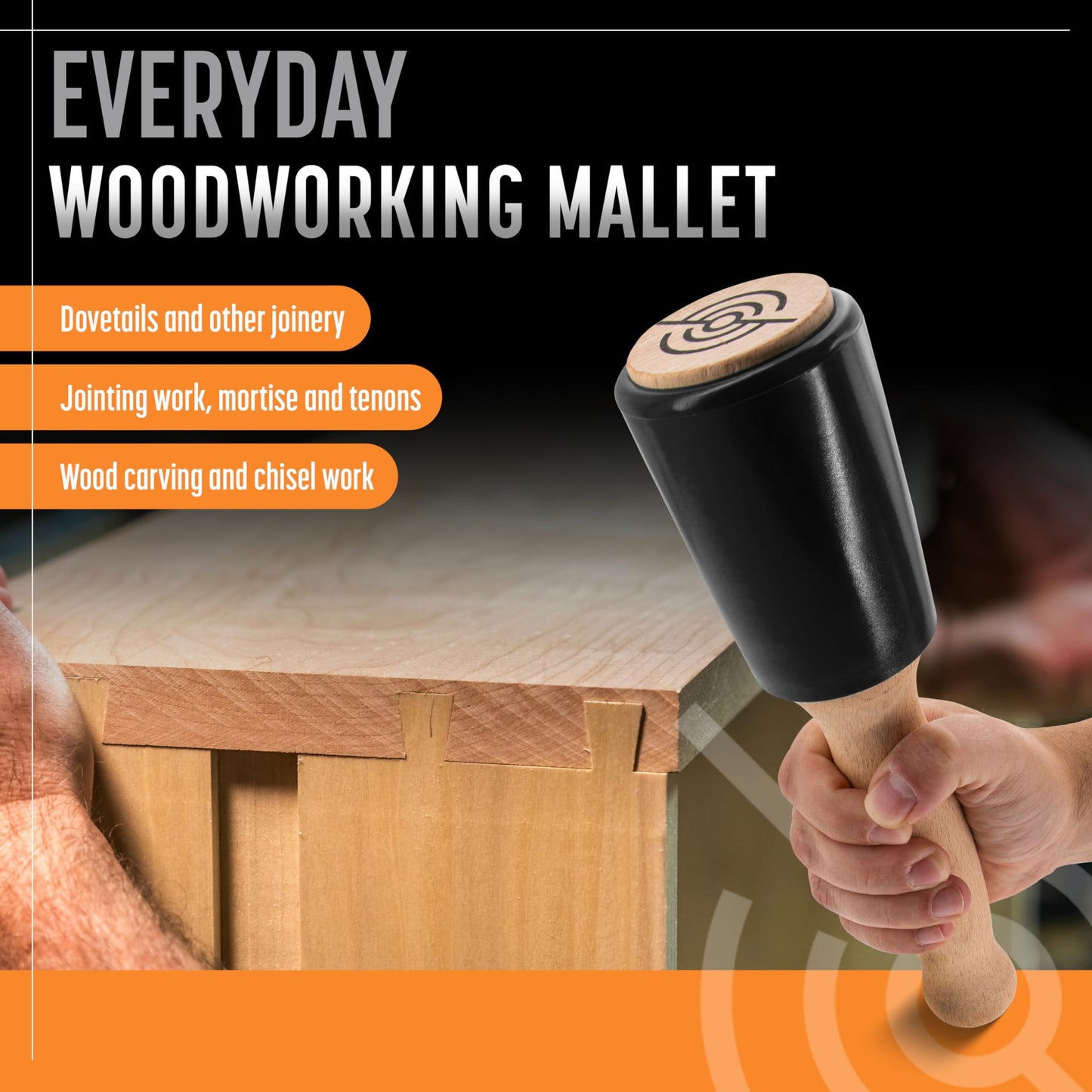 Schaaf Tools 15oz Wood Carving Mallet – Comfortable Handle, Non-Marring Urethane Head, Reduces Fatigue, Ideal for Woodworking & Chisels