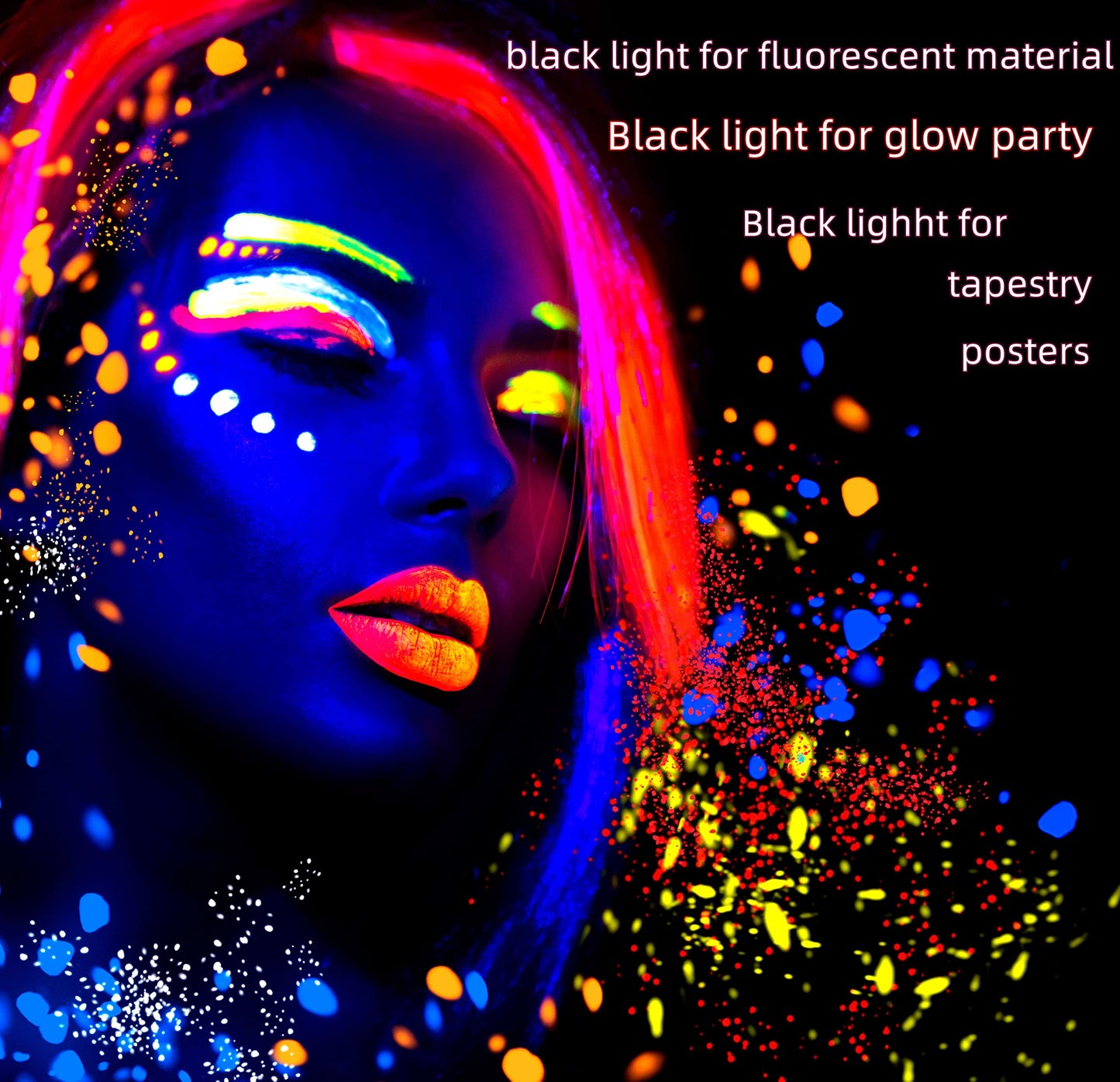 THLITURE 2-Pack 10W 1ft LED Black Light Bar, UV Blacklight Strip for Fluorescent Posters, Body Paint, Glow Party, Cabinet & Display, Magnetic