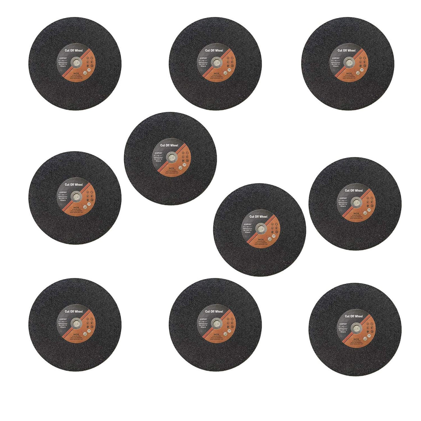 14-Inch 10-Pack Abrasive Cut Off Blades, Metal Cutting, Chop Saw Blades