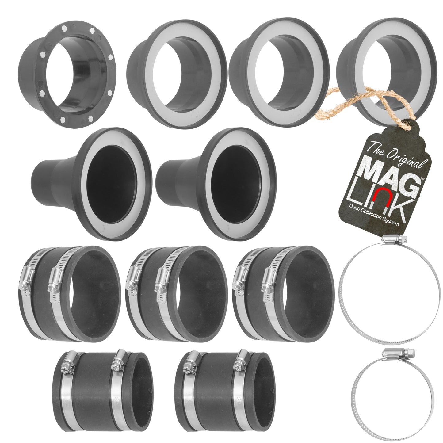 Mag Link 4" Magnetic Dust Collection Fittings Super Pack for Dust Collectors, Quickly Connect Hose to Machinery Ports