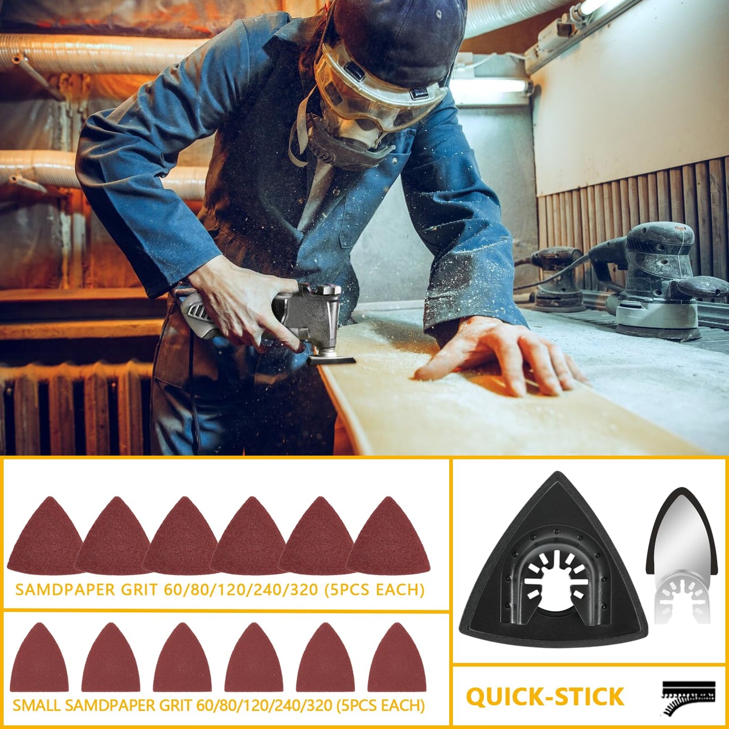 CaRoller 96-Pack Oscillating Multi-Tool Blades Kit for Wood, Metal & Plastic, Quick Release Compatible with Dewalt, Rockwell, Ryobi