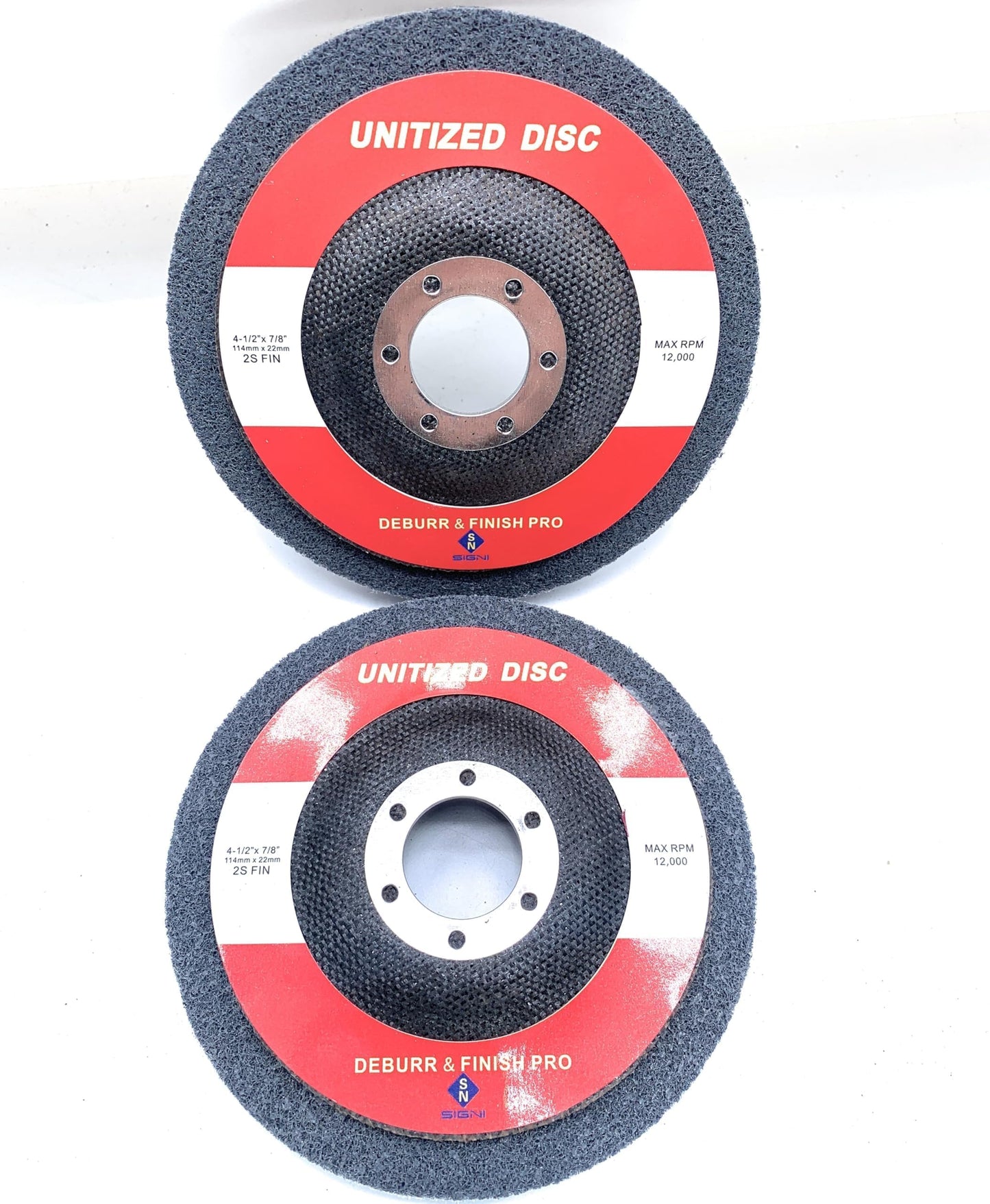 SIGNI Unitized Disc EXL UW - Surface Conditioning Deburr & Finish PRO 4-1/2”x 7/8”for Metal,Alloy,Steel for Angel Grinder (2S FIN, 2PCS)