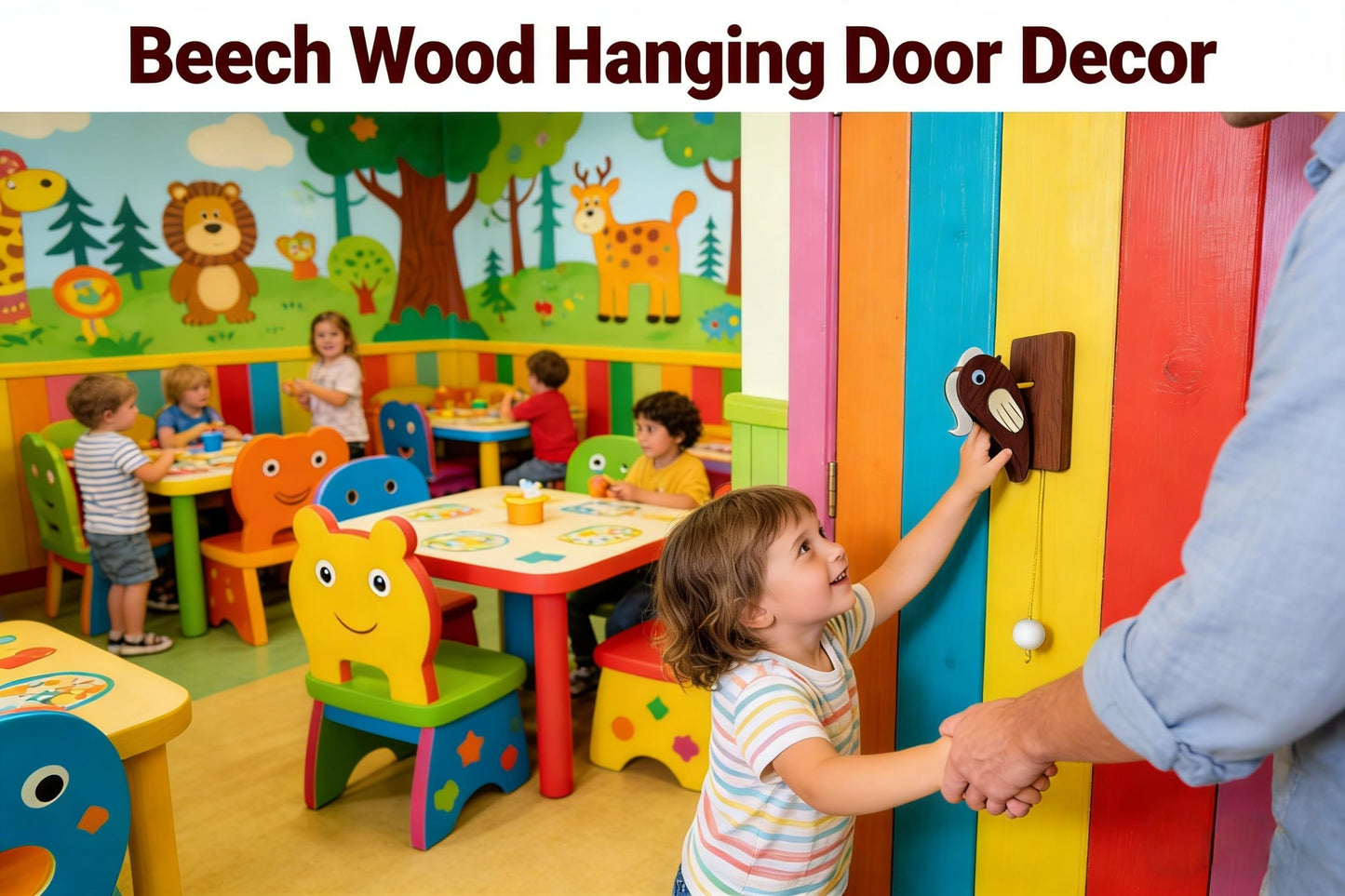 Woodpecker Doorbell & Door Knocker - Handcrafted Wooden Hanging Decoration for Front Door Entrance