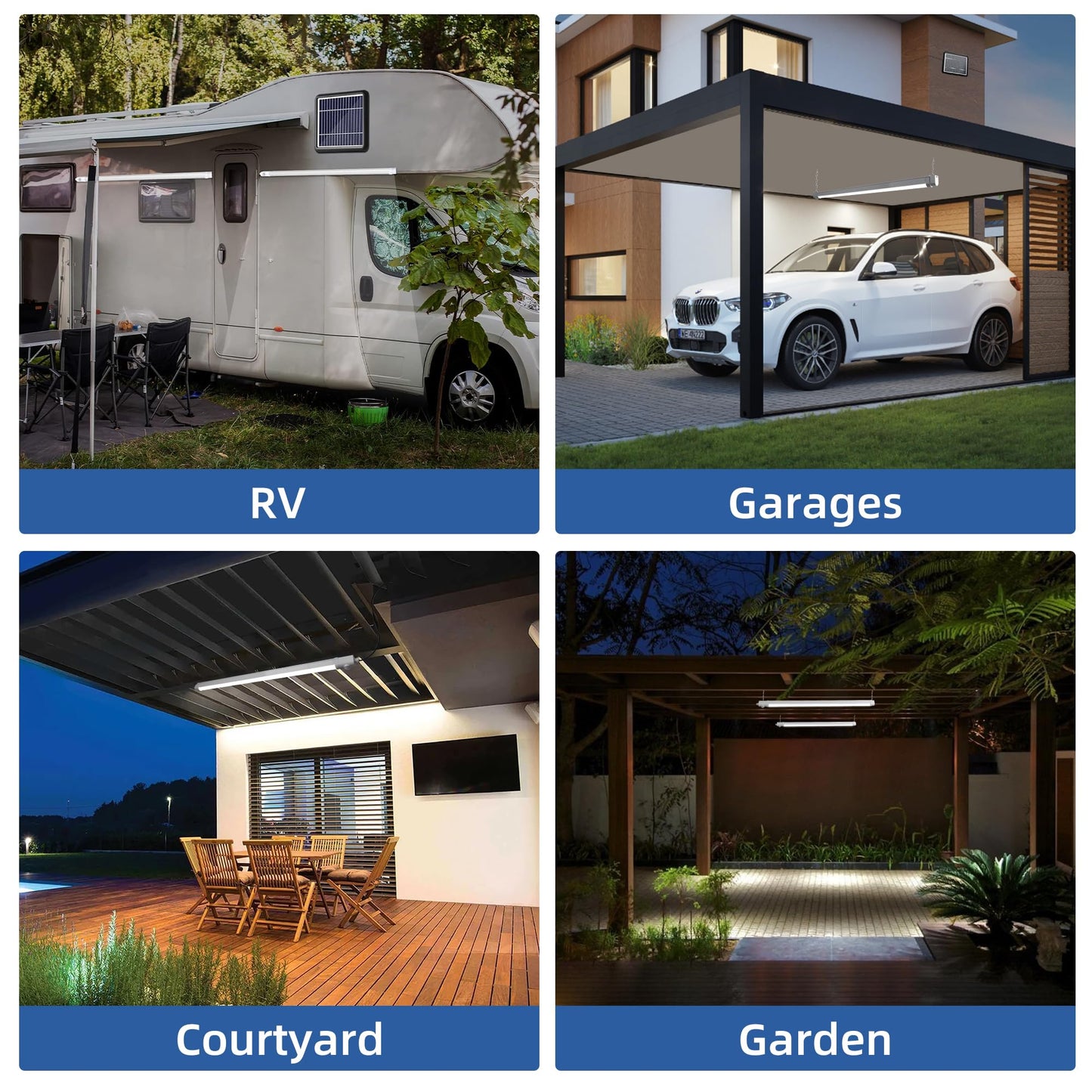 Hykolity 3FT 17W Solar LED Shop Light with Motion Sensor, IP65 Waterproof, 100W Equivalent, Outdoor Garage, Barn, Home – 2 Pack