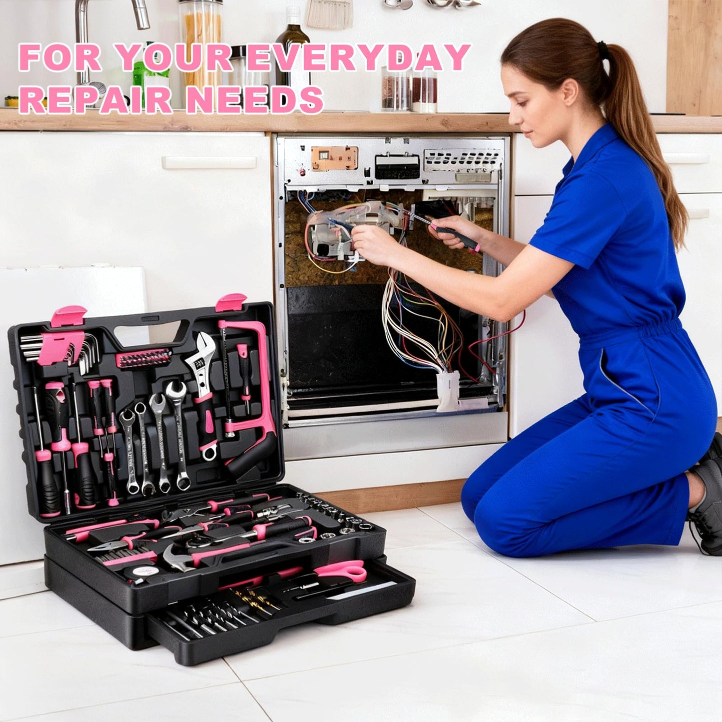 412-Piece Home & Auto Tool Kit with Organizer Drawers, Toolbox Storage Case for DIY, Handyman, Men & Women