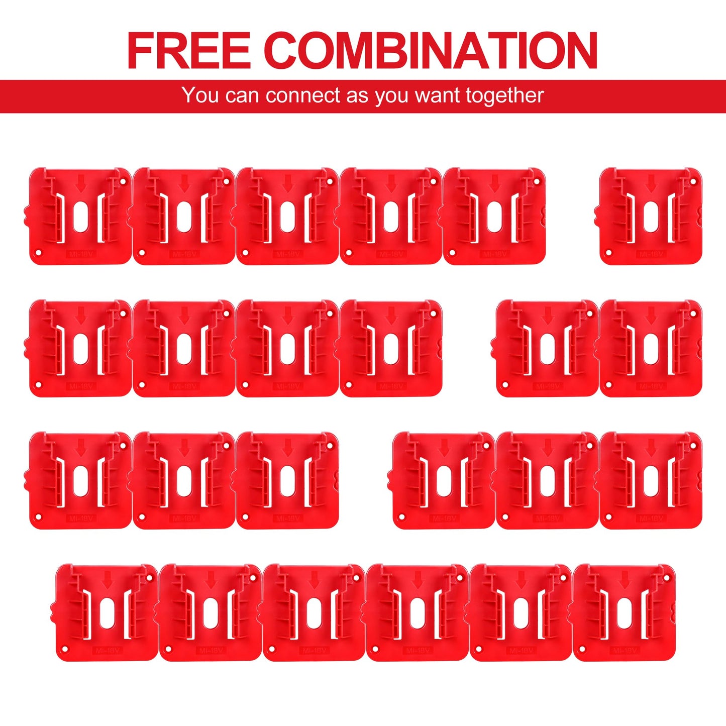 GIPFTYAG 12-Pack M18 18V Battery Holder Dock Mount for Milwaukee 48-11-1815/1828/1850/1860 with 24 Screws, No Battery