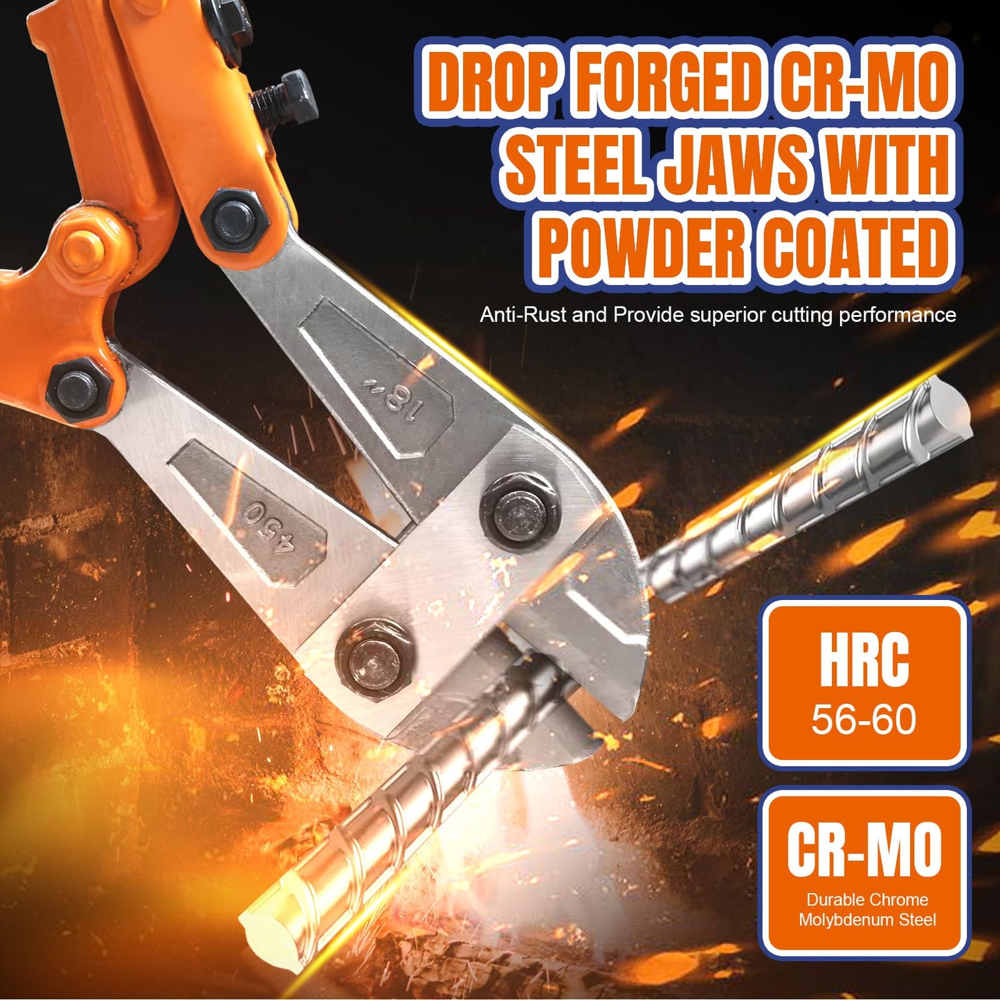 WADFOW 18" Medium Bolt Cutter with Soft Grip Handle – Heavy-Duty Fence, Wire, Chain, Screws, Rivets & Padlock Cutter