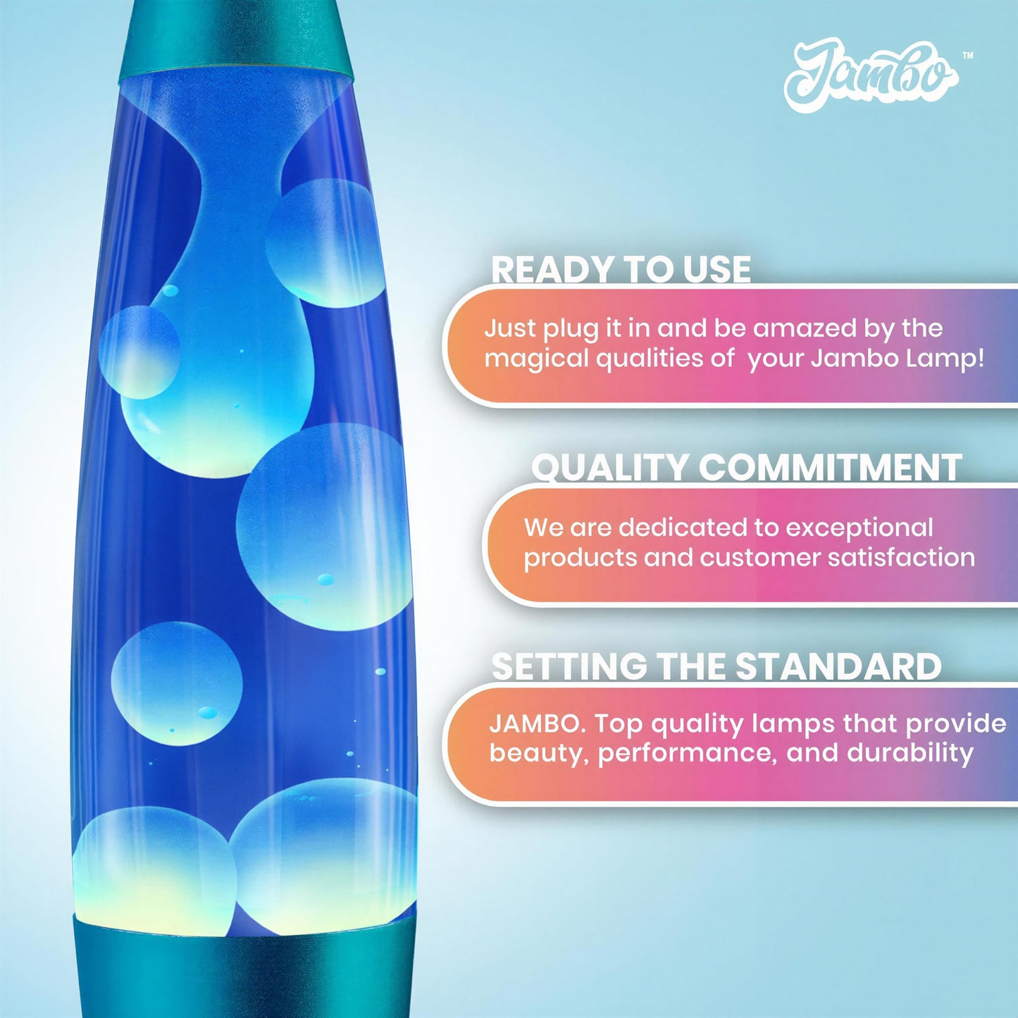 JAMBO 16" Blue & White Magma Motion Lamp – Relaxing Liquid Night Light for Bedroom, Living Room, Office, Teens & Adults