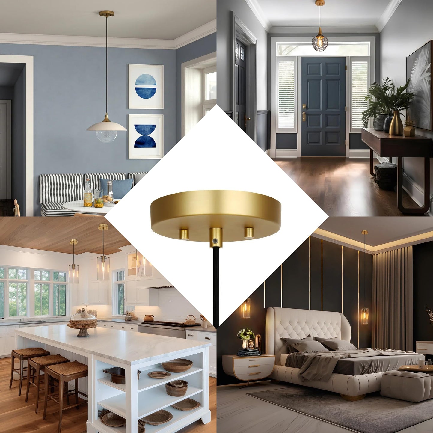 MAYOMAJO 5-1/8" Light Canopy Kit – Heavy Duty Ceiling Cover Plate & Mounting Hardware for Chandeliers, Pendant Lamps, DIY Projects (Brass)