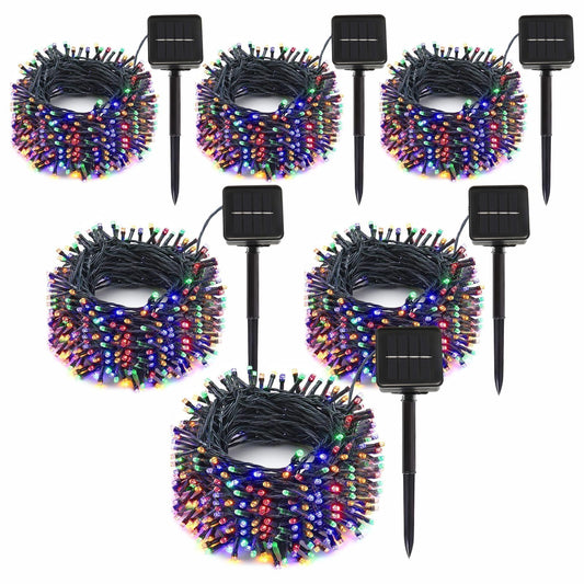 SyouHome 6-Pack Solar String Lights, 600 LED, 236Ft Waterproof Outdoor Lights, 8 Modes Multicolor for Garden, Patio, Wedding & Christmas