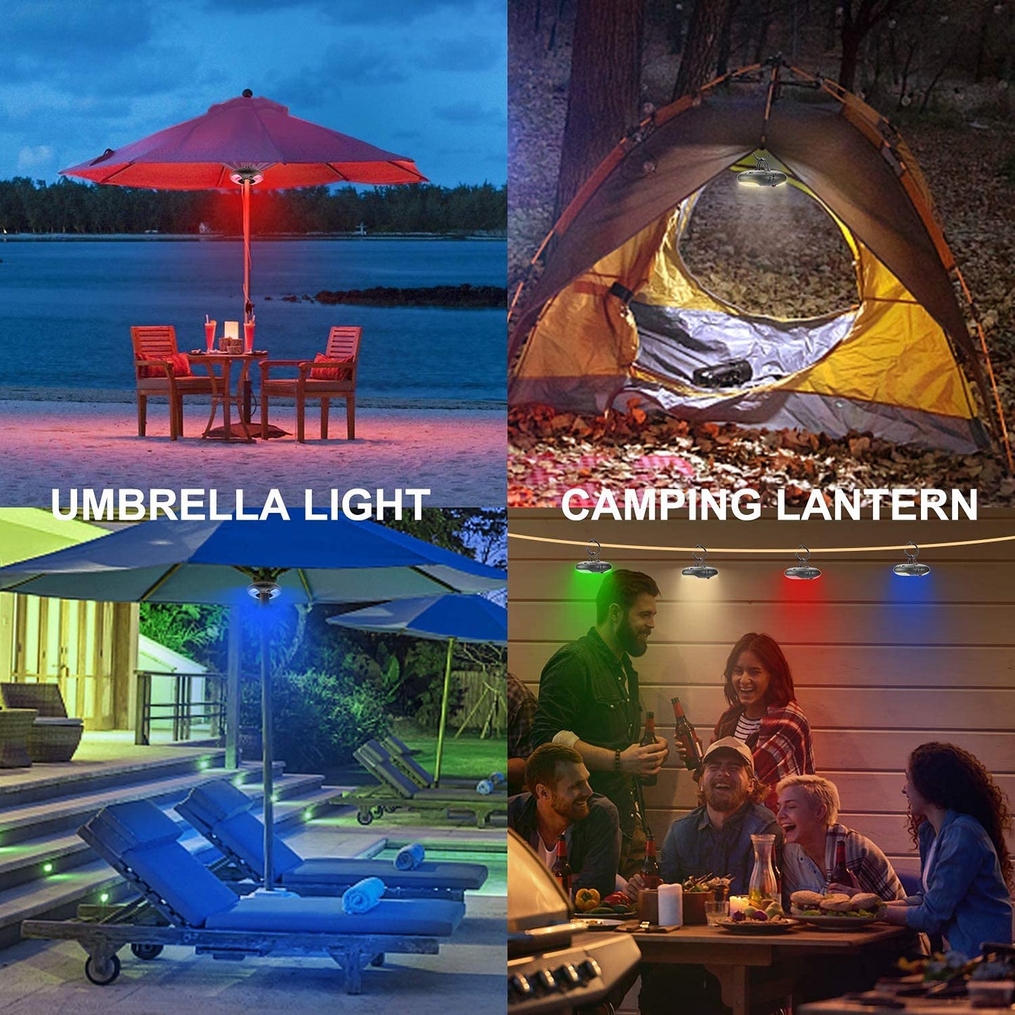 LUXSWAY 12-Color Patio Umbrella Light, Battery Operated, 18 LEDs, 4 Modes & Timers, Remote Control, Outdoor Hanging Light for Camping & Tents