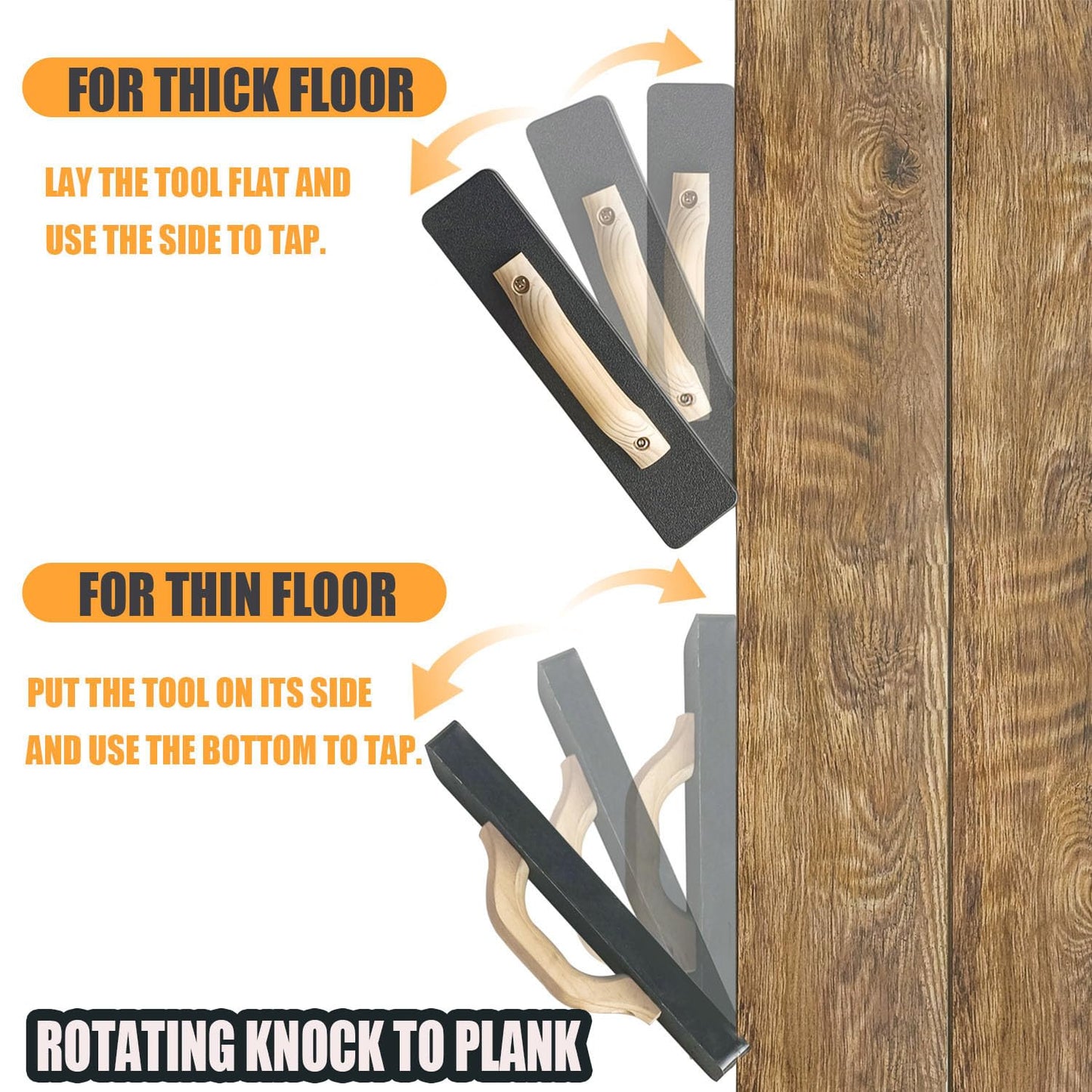 NAACOO Heavy Tapping Block for Flooring, 2.7lbs & 15.5" – Mallet-Free, Quick, Durable, Efficient & Safe Wood Floor Installation Tool