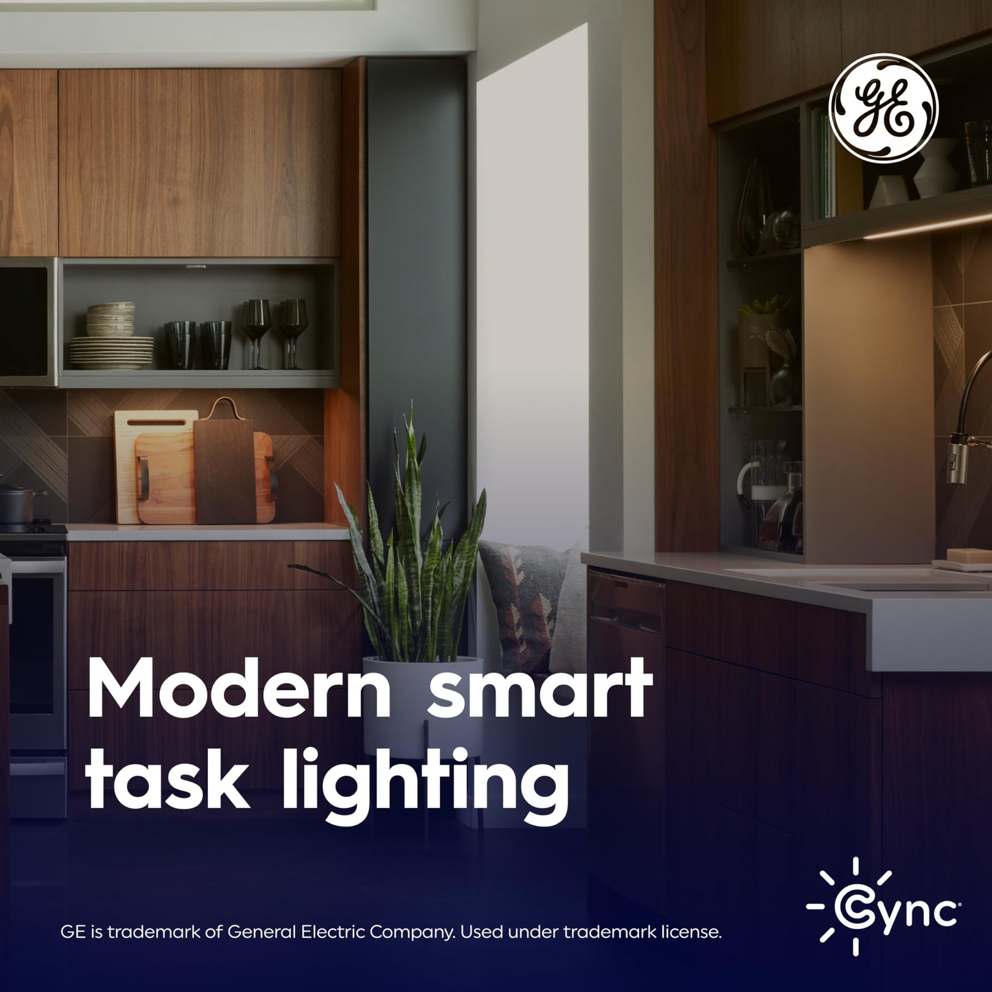 **GE Cync Reveal HD+ Smart Undercabinet Light, Color-Changing Wi-Fi Kitchen Light, Works with Alexa & Google, 18-Inch Bar**