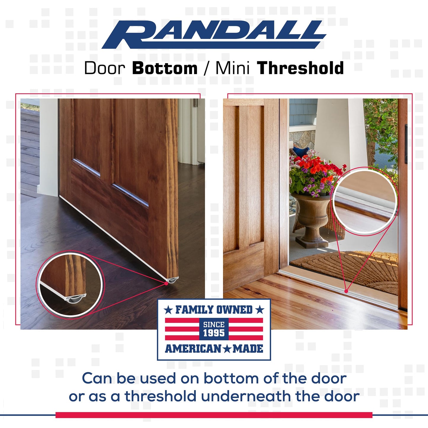 36" Mini Threshold or Door Bottom 1 1/4" Wide 3/8"-1/2" High